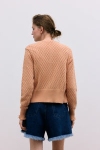 The New Society Lirio cardigan donna pesca nougat cotone