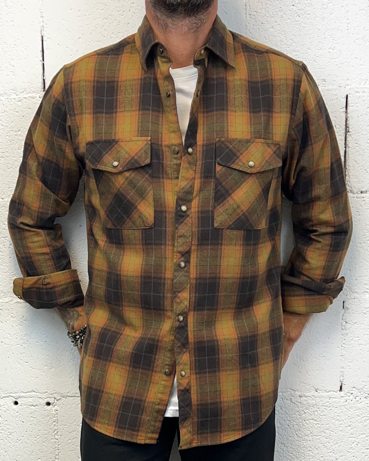 GIANNI LUPO Forest Camicia Camel Bottoni Madreperla