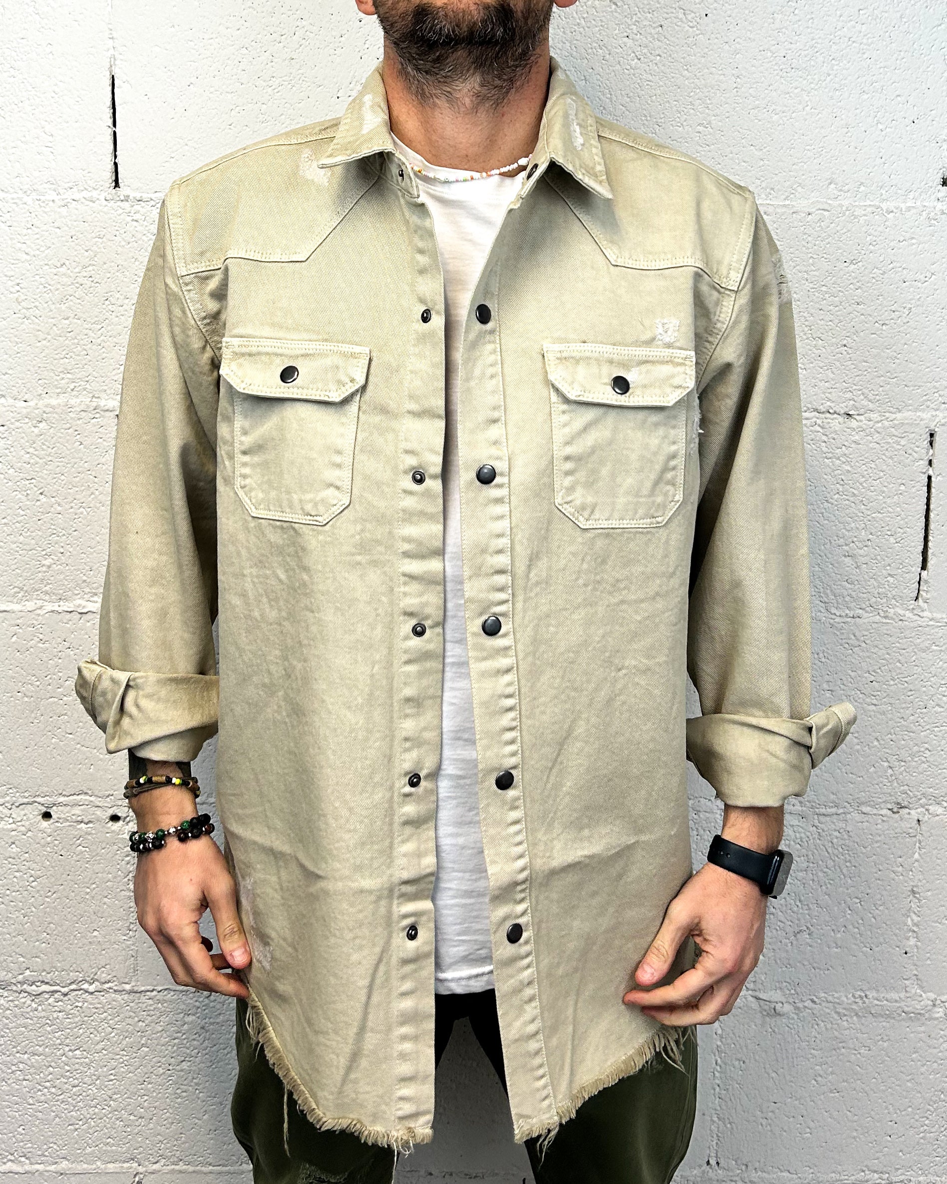 ONLYONE OVER-D Denys Camicia Overshirt Beige Oversize