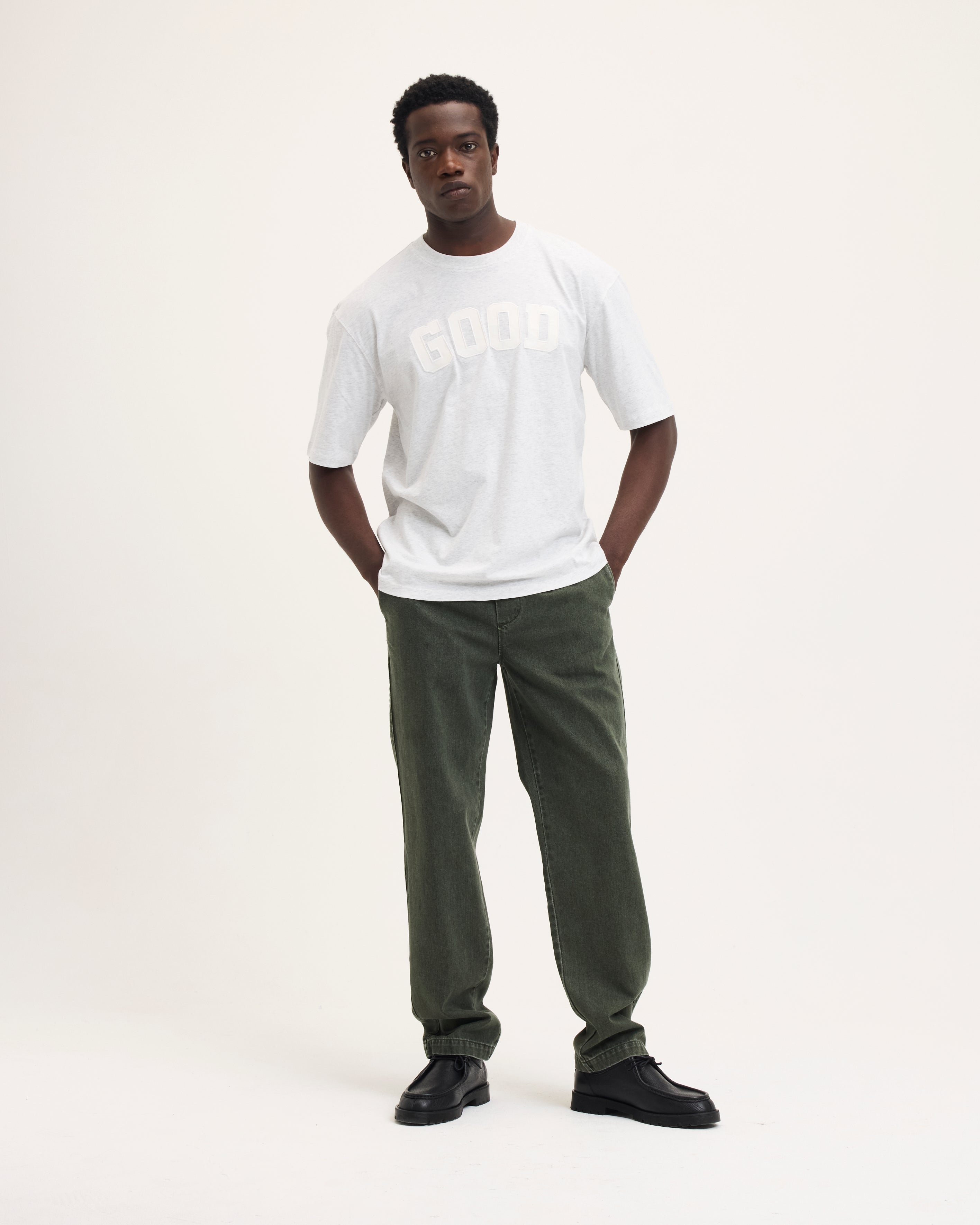 GOODPEOPLE Toc T-shirt Cotone Grigio Melange Ricamata