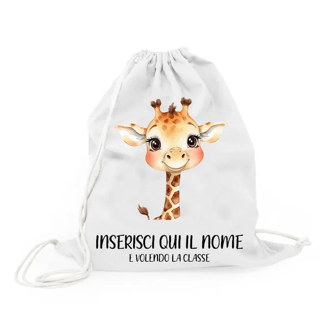 Mr. Gadgets Giraffa sacchetta cotone 38x42 con nome