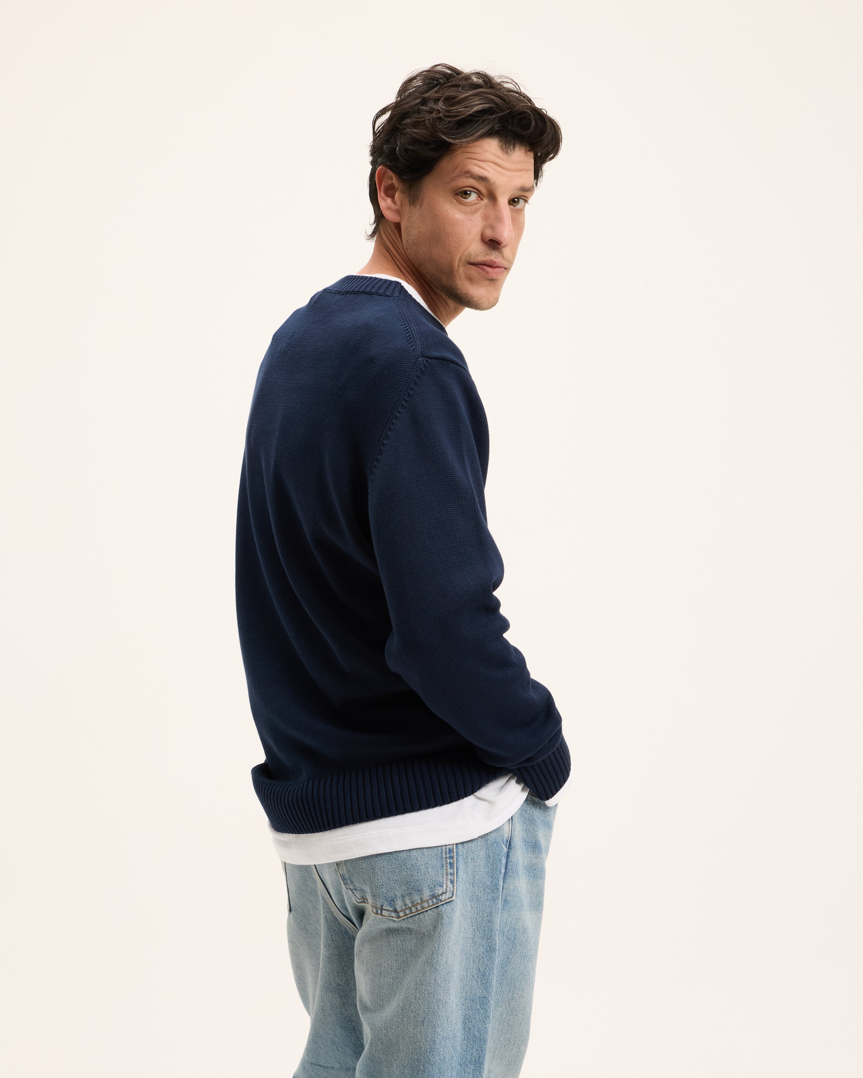 GOODPEOPLE Kid maglione girocollo cotone navy