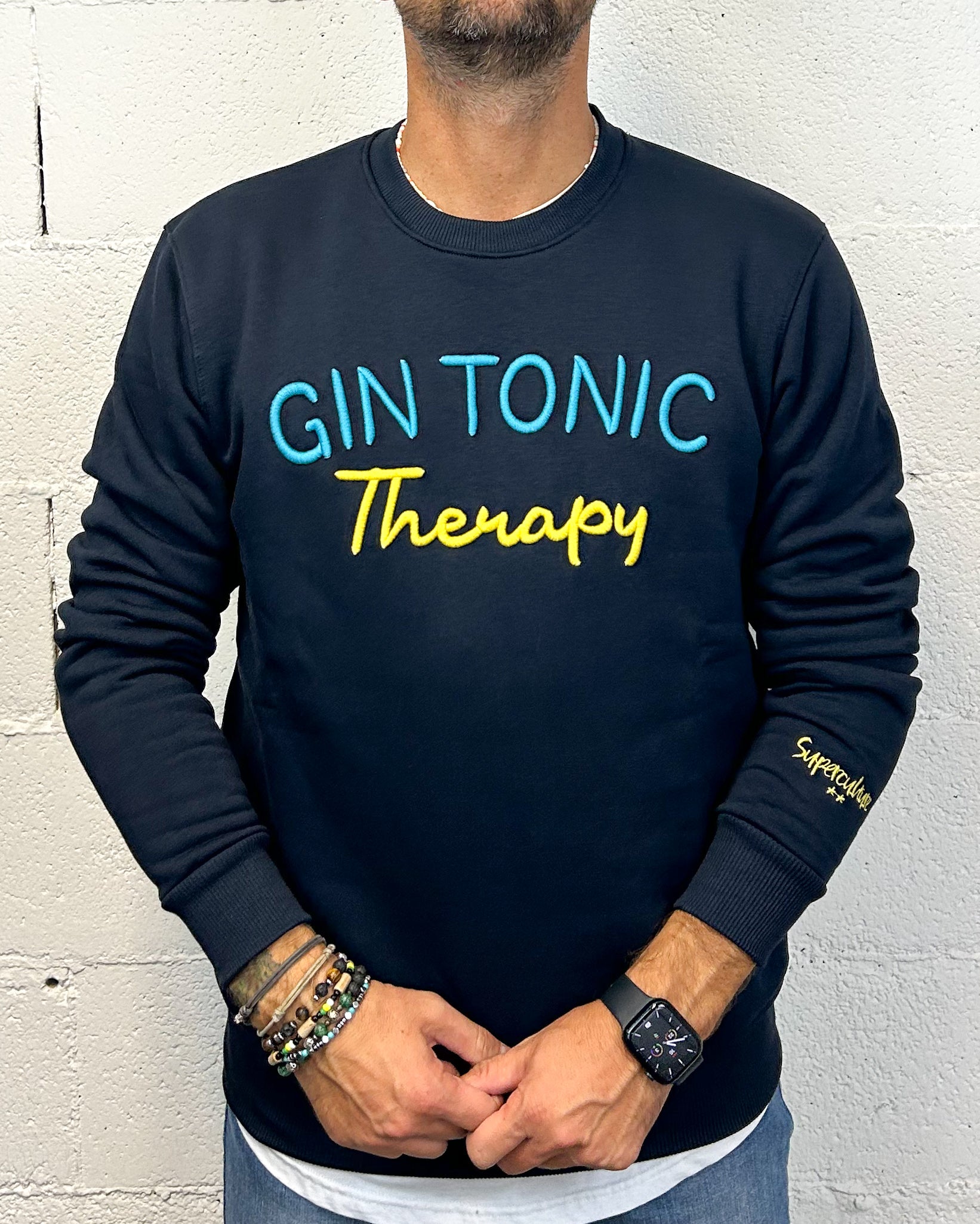ONLYONE SUPERCULTURE Gin Therapy felpa blu regolare