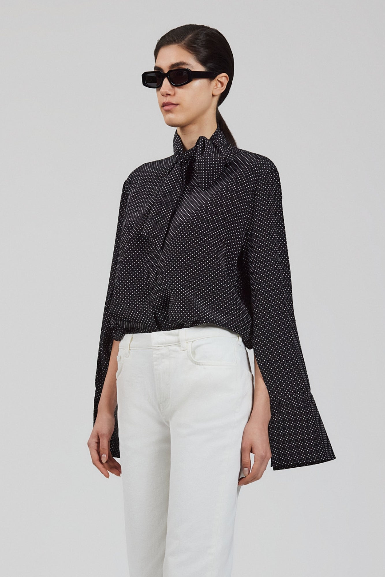 Sa Su Phi camicia sciarpa crepe de chine fango