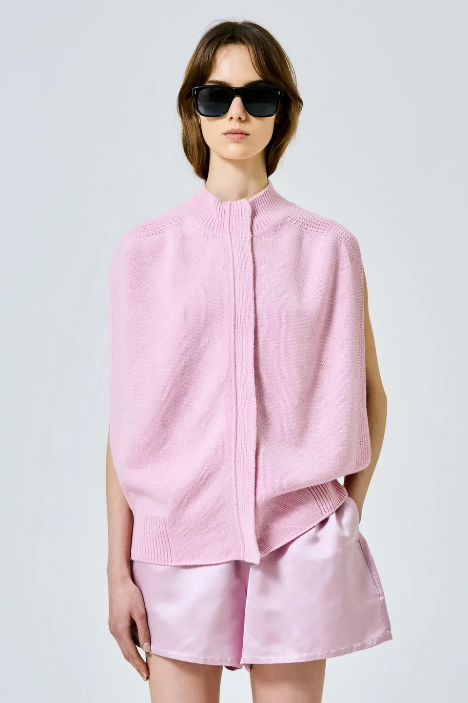 Sa Su Phi Matilda cardigan senza maniche cashmere rosa