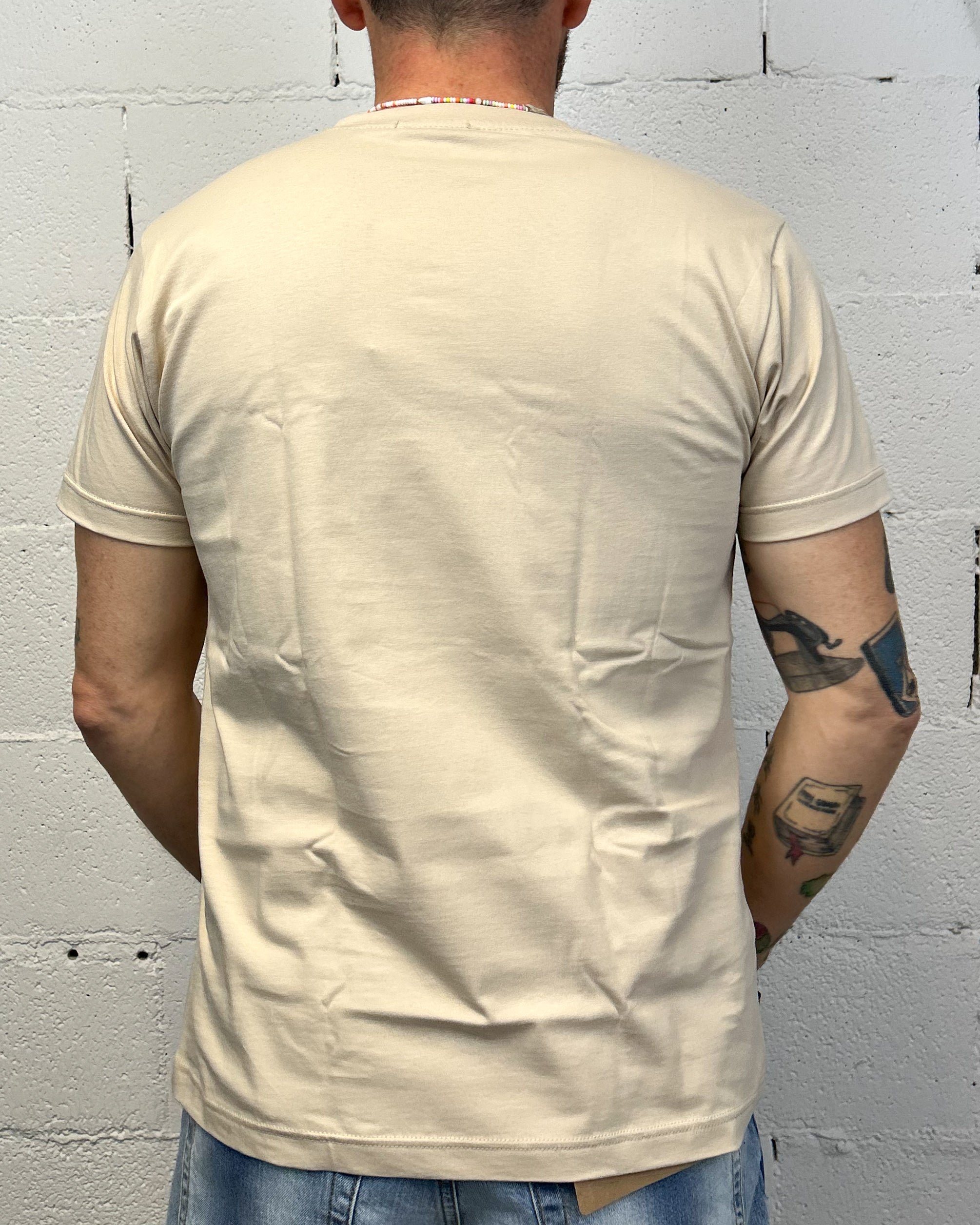 DROPIN Vintage Race t-shirt avorio vestibilita regolare