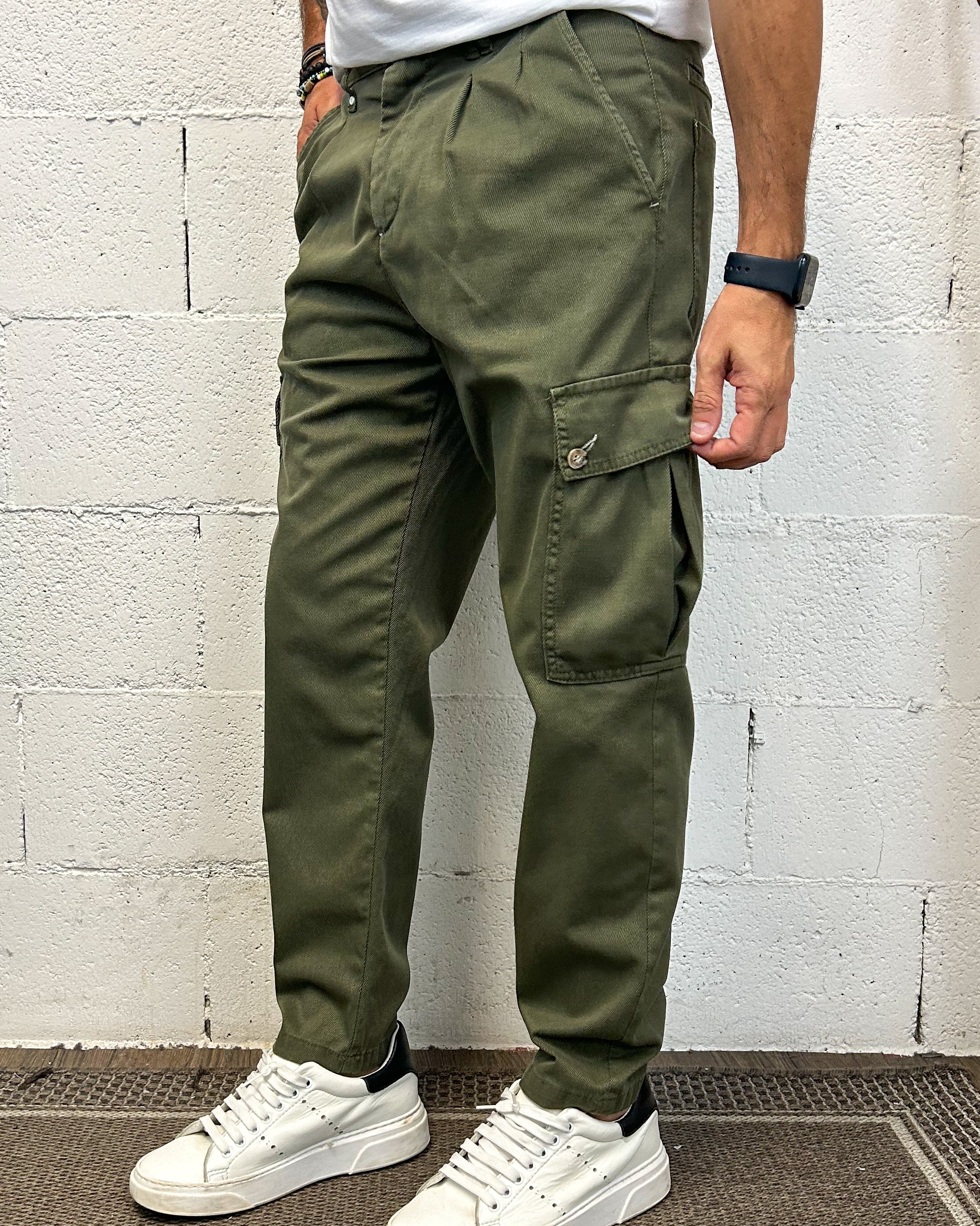 ONLYONE Cargo Fashion BL11 pantaloni cargo verde regolare