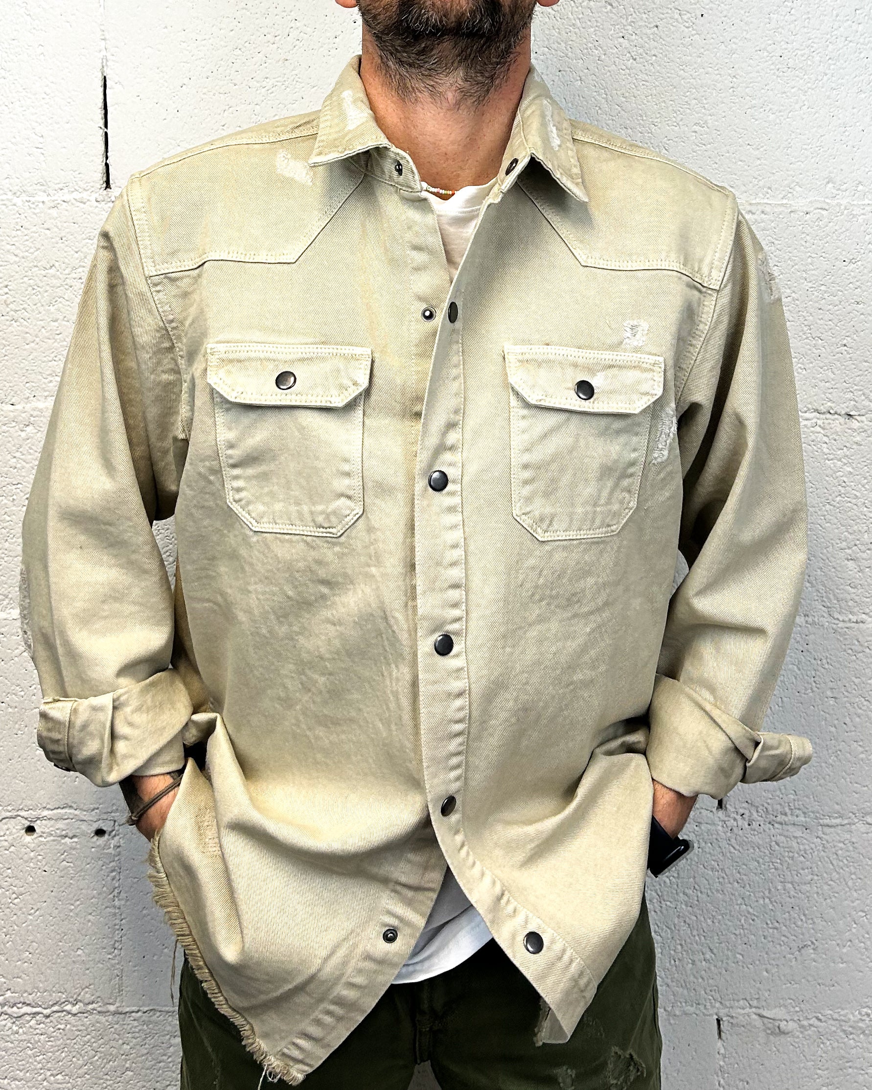 ONLYONE OVER-D Denys Camicia Overshirt Beige Oversize