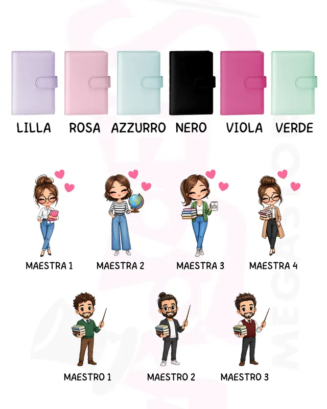 Mr. Gadgets porta agenda per maestri personalizzata colorata