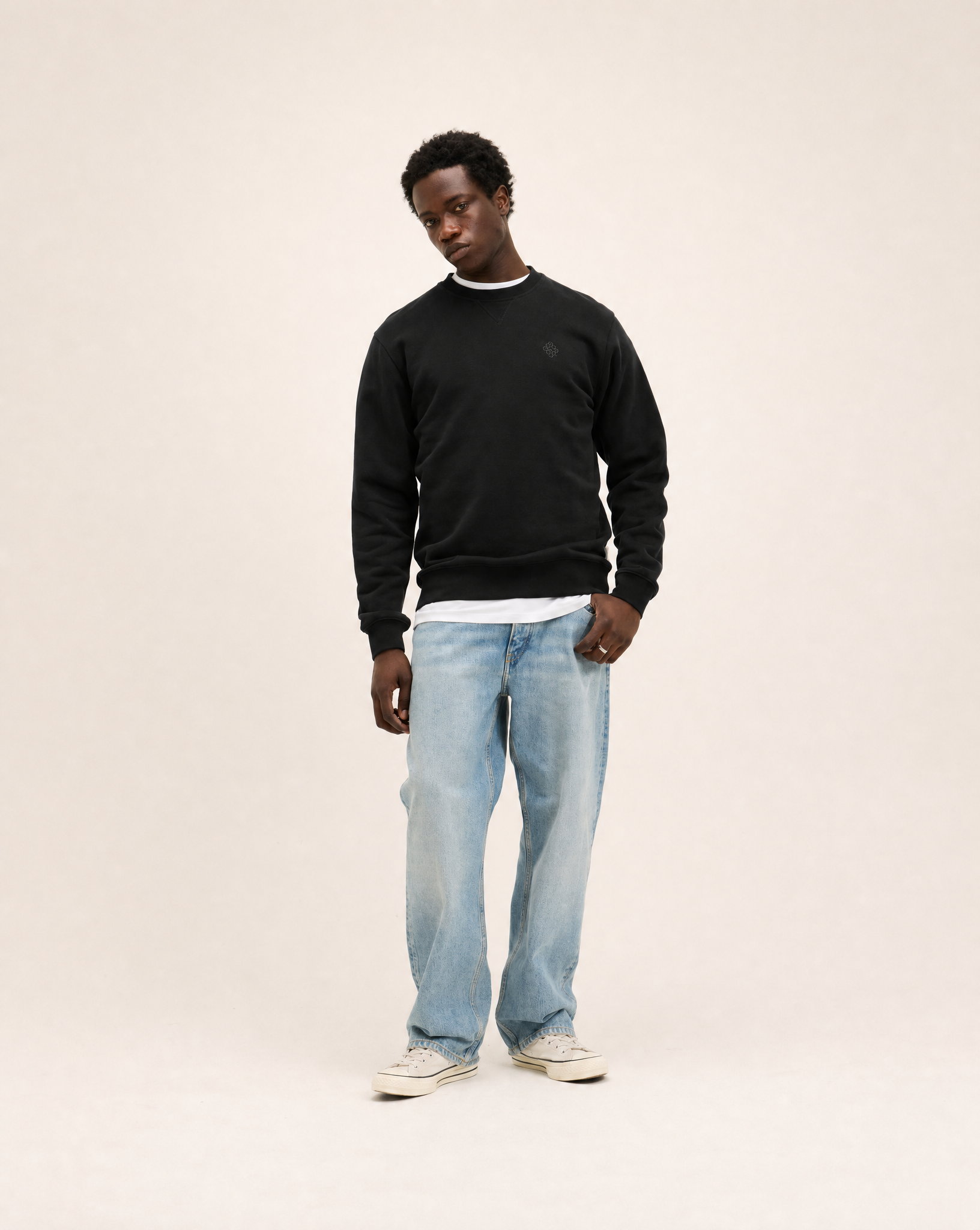 Goodpeople Lommy maglione cotone girocollo nero