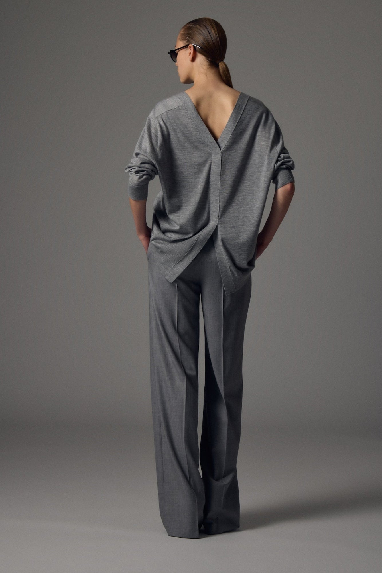 Sa Su Phi Tuxedo pantaloni lana vita alta