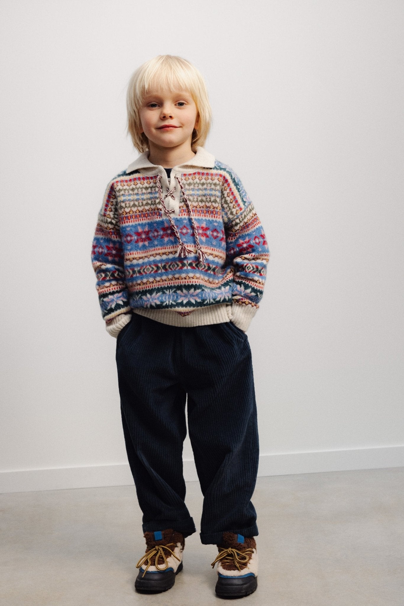 The New Society Caia Polo maglia bimba jacquard multicolore