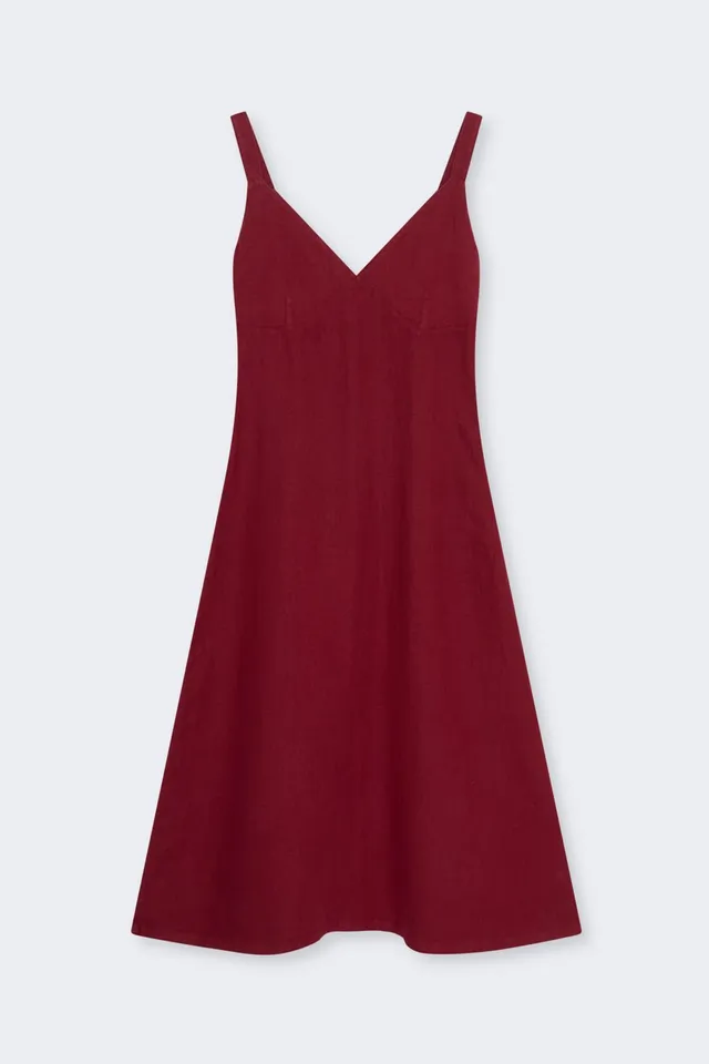 The New Society Bulbine abito bordeaux lino campionatura