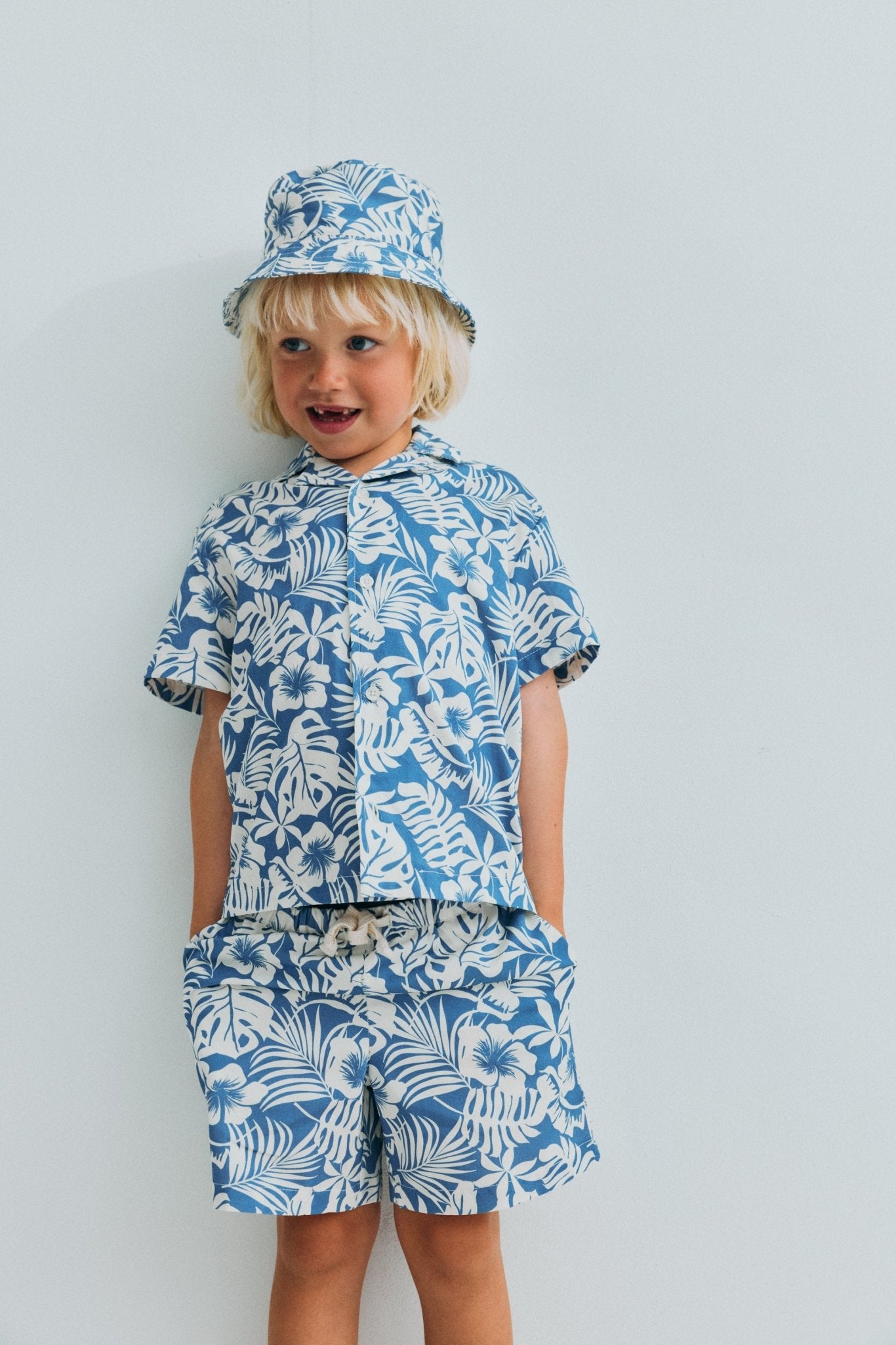 The New Society Garden camicia bambino cotone tropicale