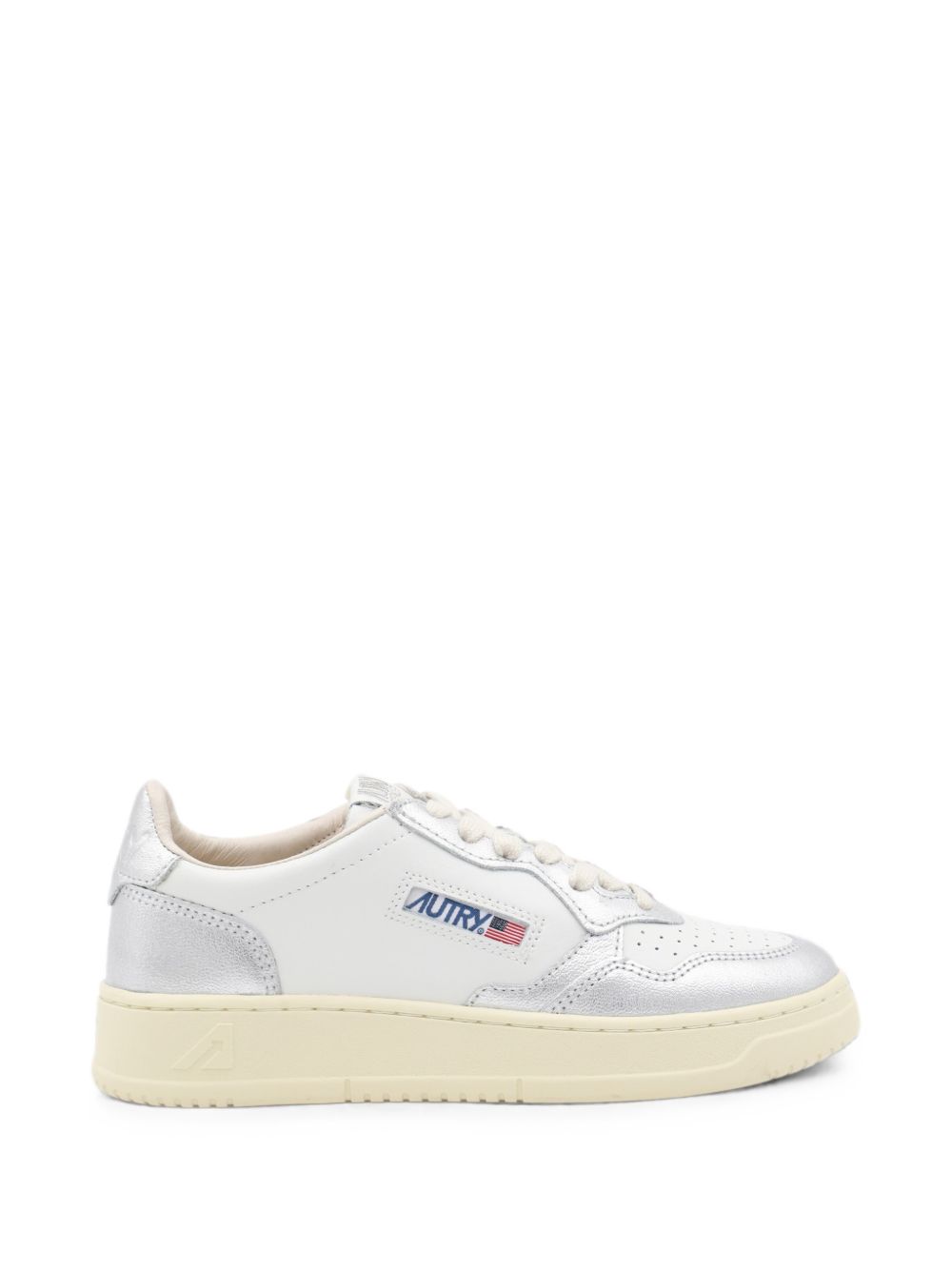 Autry Medalist AULW Sneakers Bianche Pelle Argento