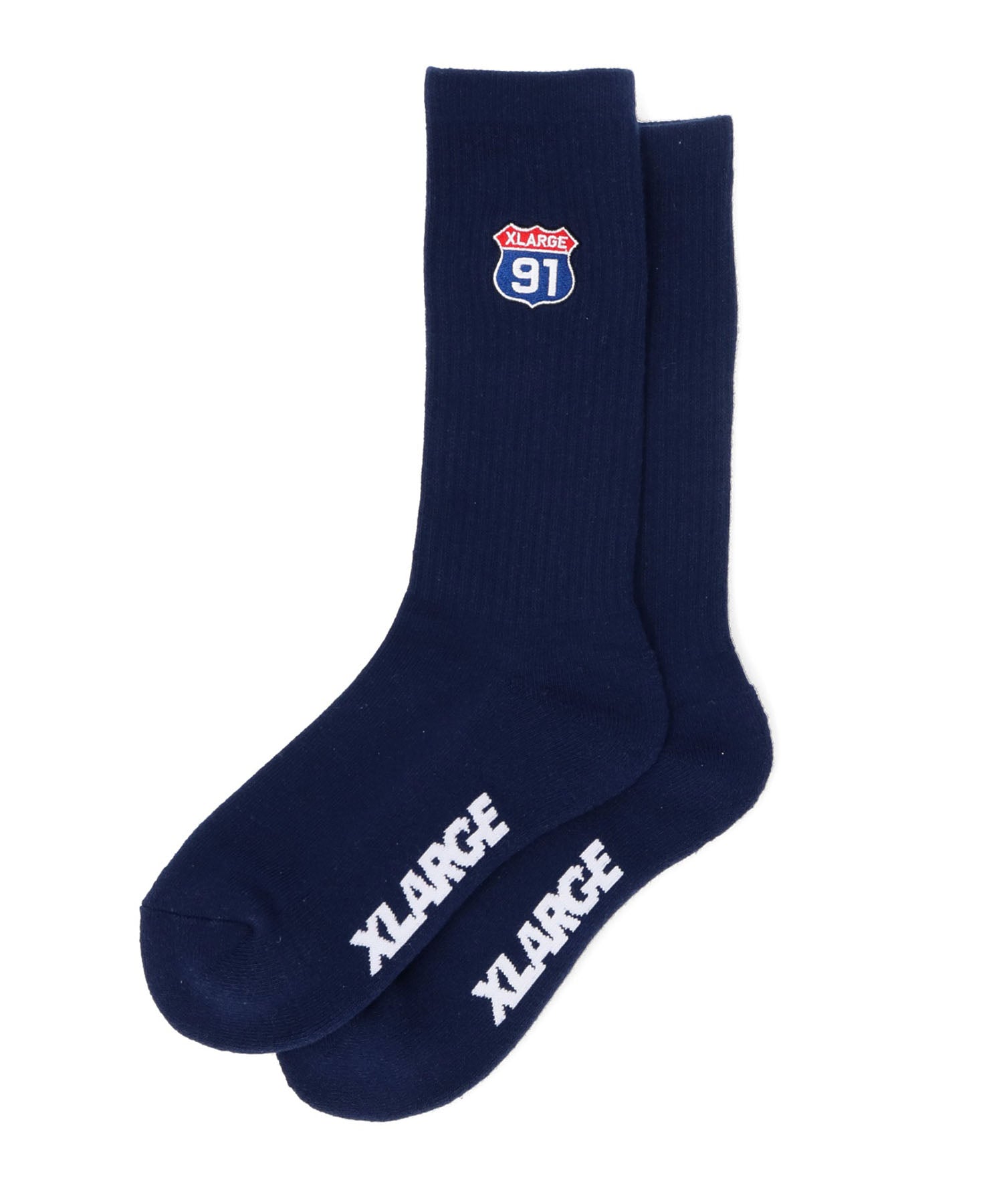 X-Large XL 91 Embroidered Socks calzini neri cotone