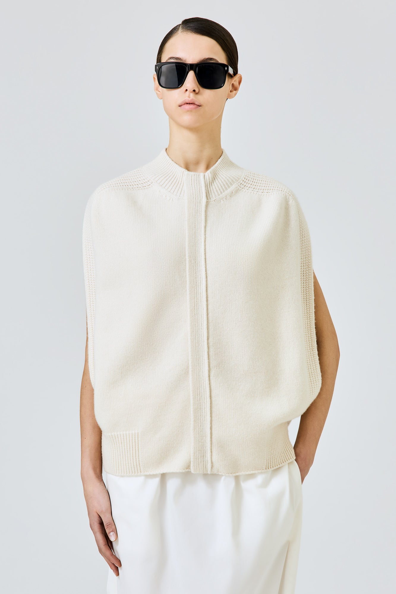Sa Su Phi Matilda cardigan cashmere avorio con zip