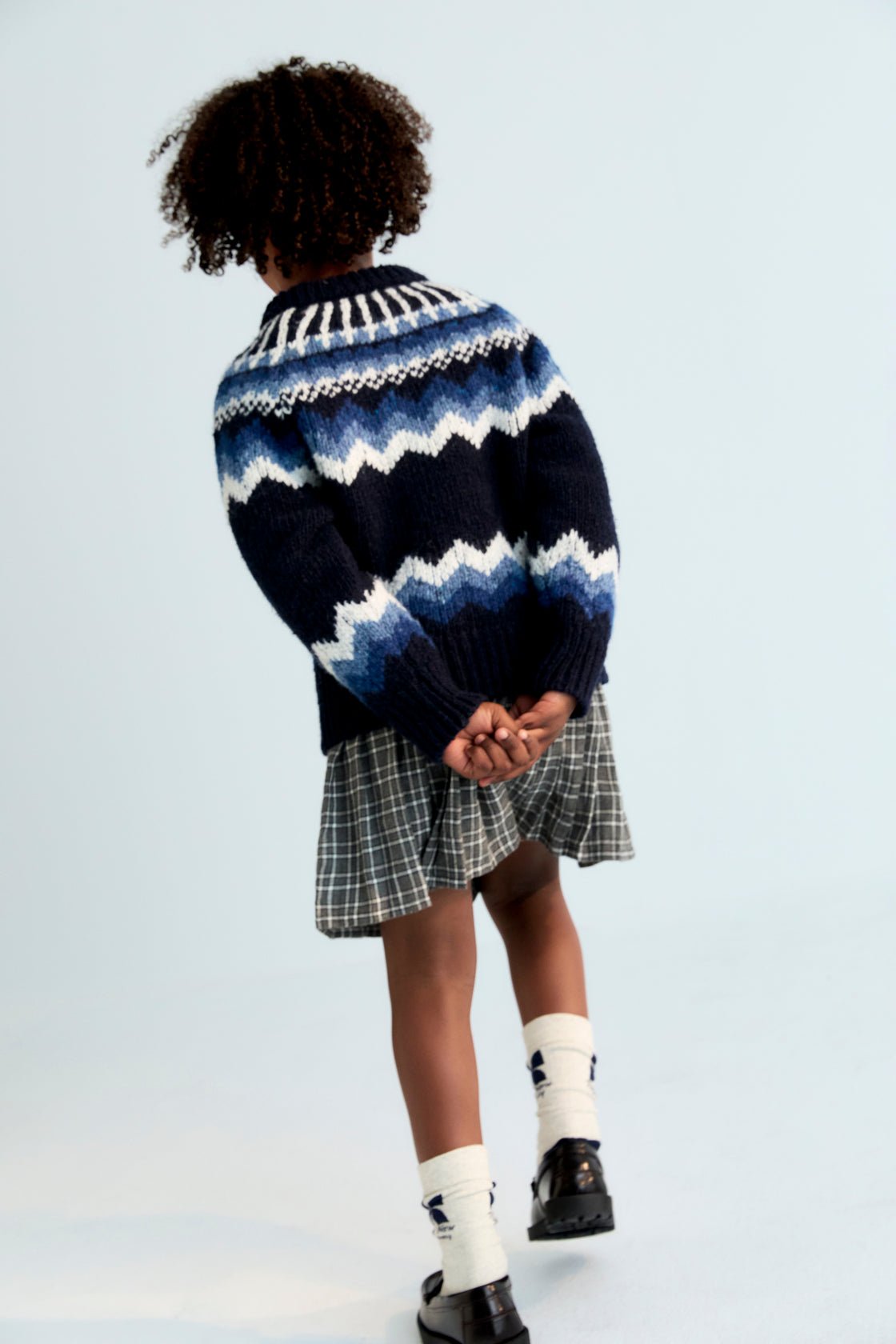 THE NEW SOCIETY Martina gonna a pieghe Galactic Grey Check cotone