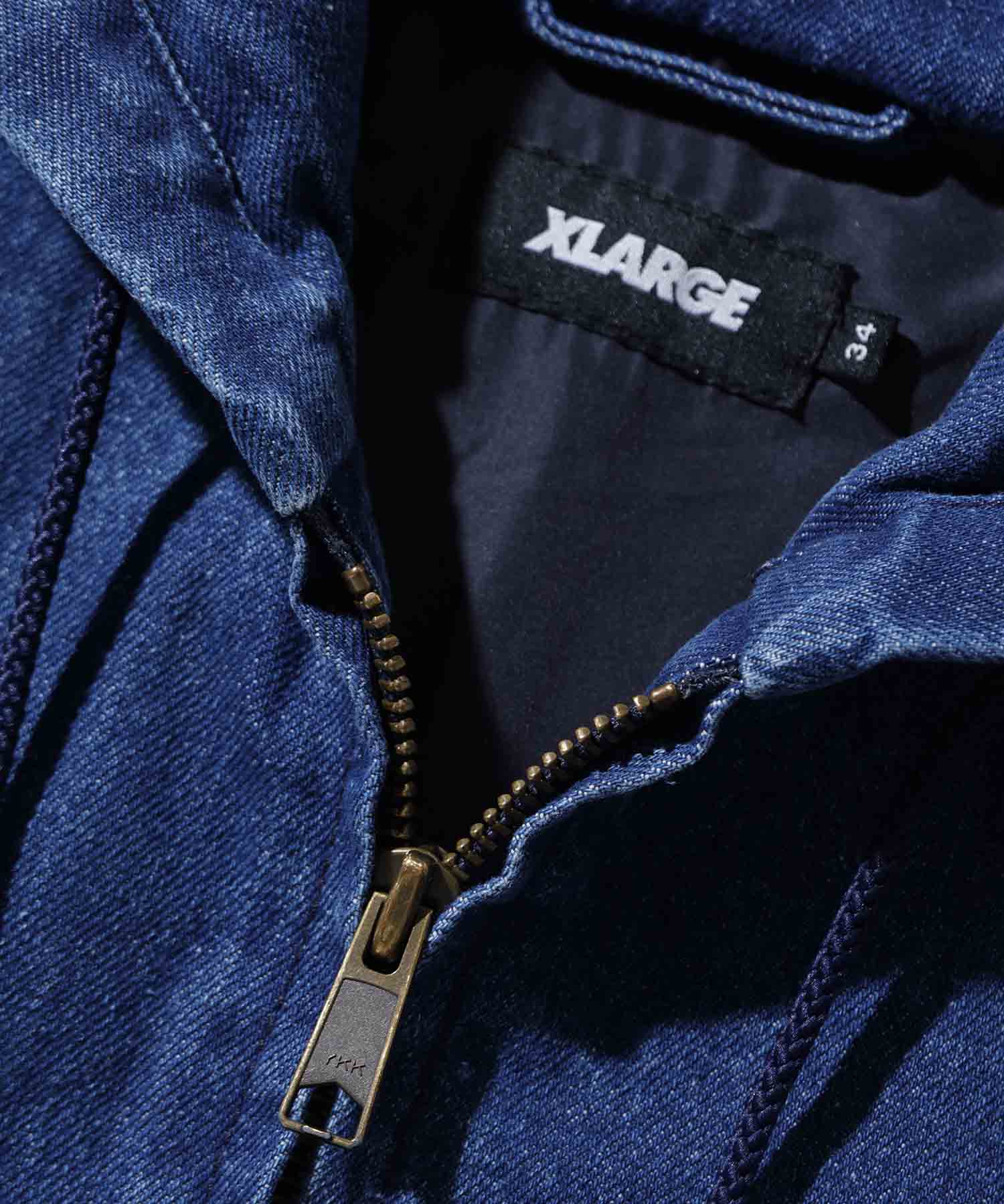 X-Large Hooded Denim Work Jacket giacca jeans cotone