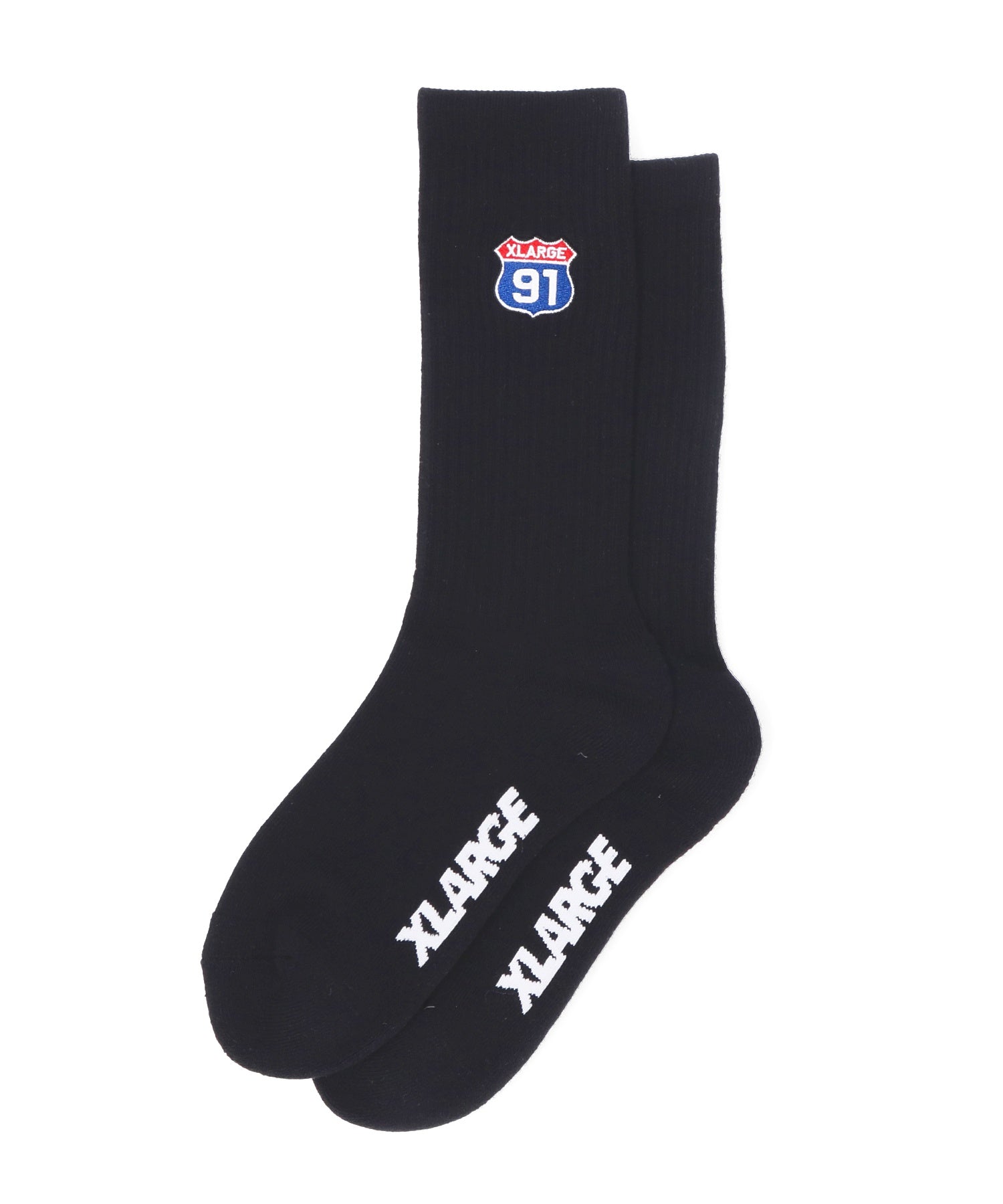 X-Large XL 91 Embroidered Socks calzini neri cotone
