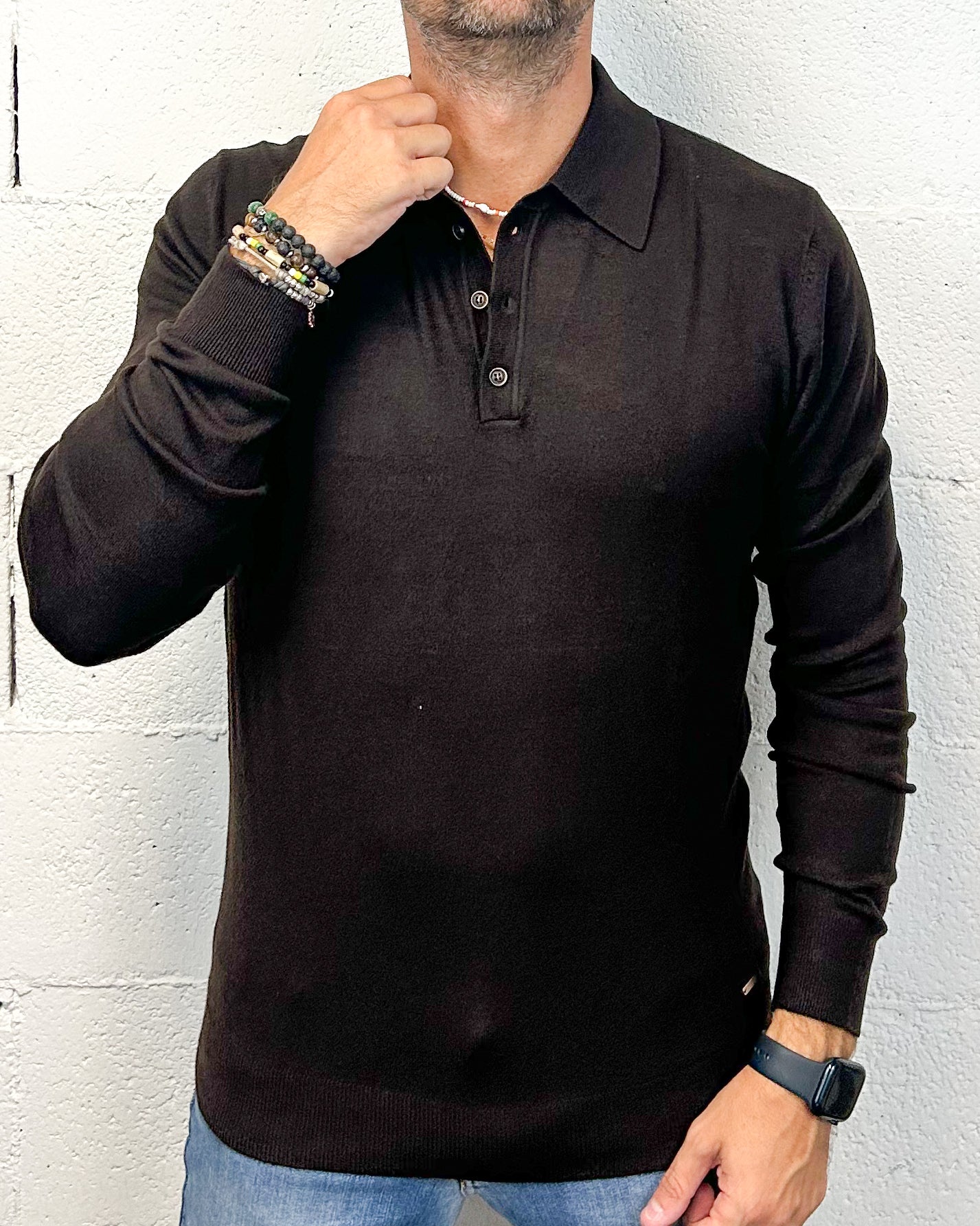 ONLYONE GIANNI LUPO Comfort Coffee Polo Manica Lunga