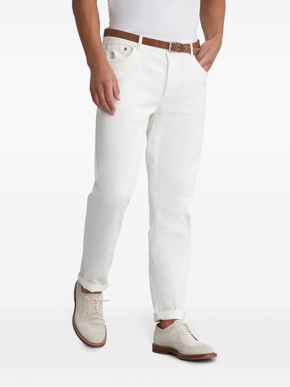 Brunello Cucinelli M277PD3210 jeans bianco neve