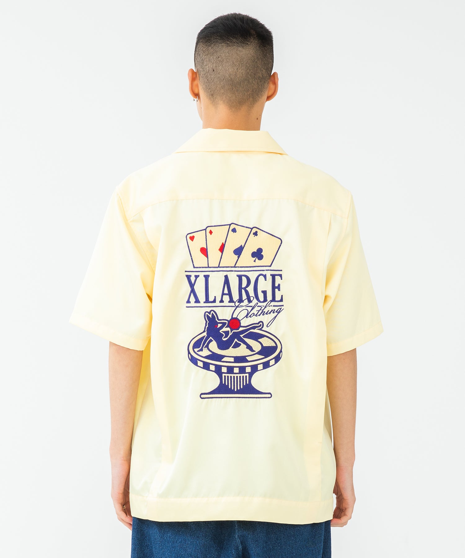 X-Large S/S Open Collar Casino Shirt camicia blu poliestere