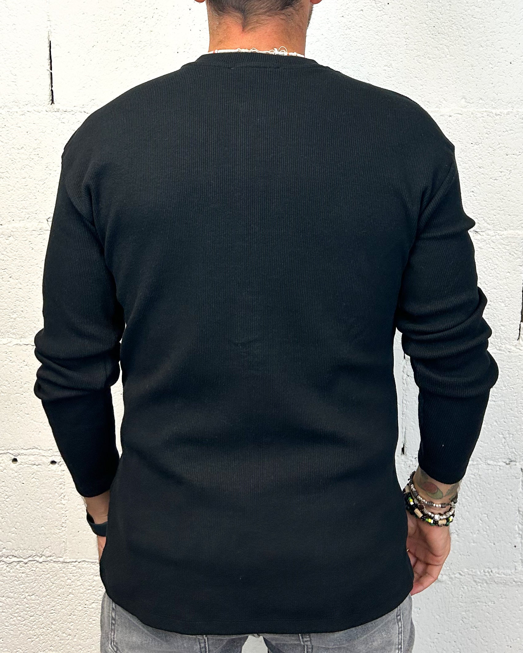 ONLYONE OVER-D Costine Serafino maglia nera manica lunga
