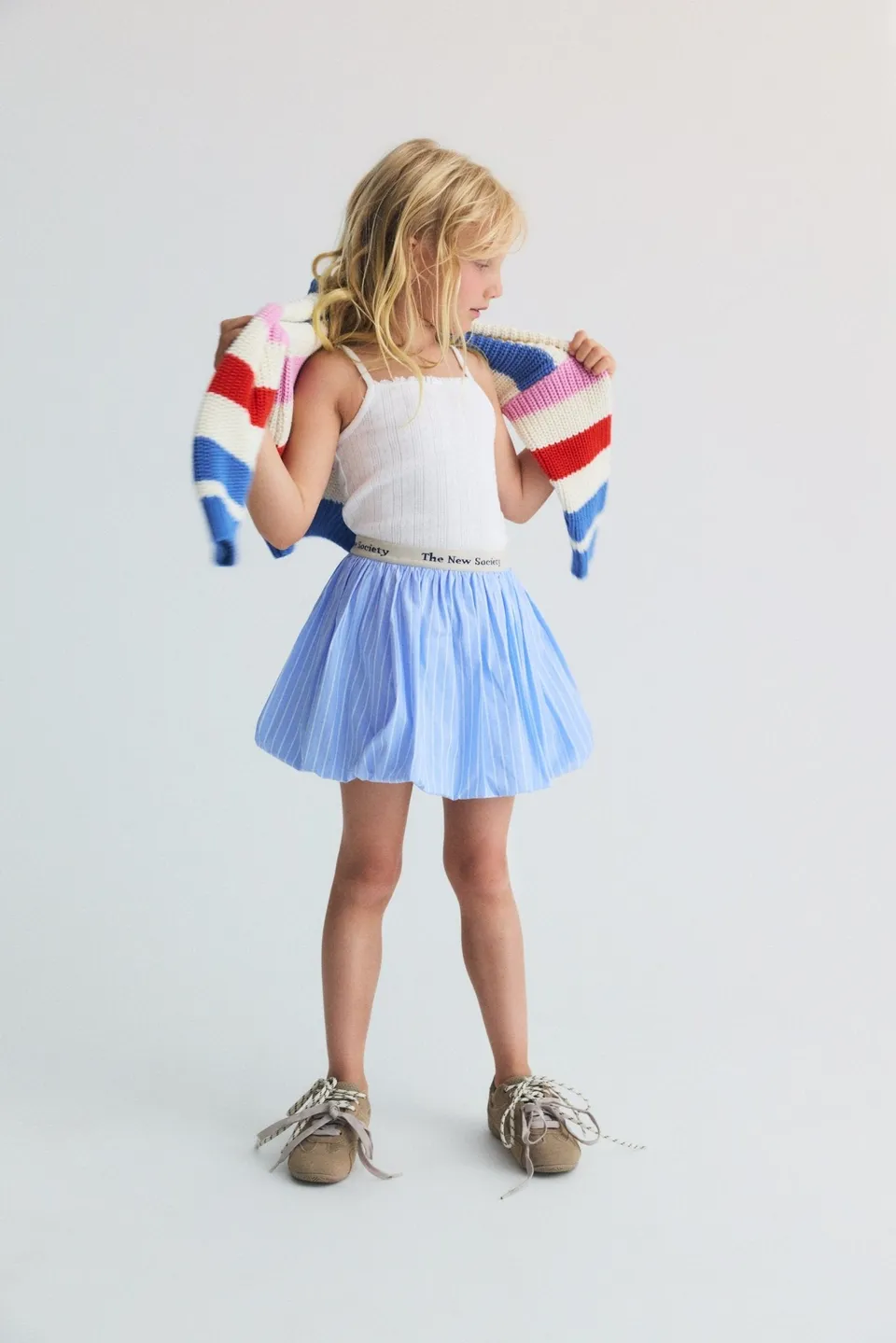 THE NEW SOCIETY Ficus Skirt gonna bambina righe cotone