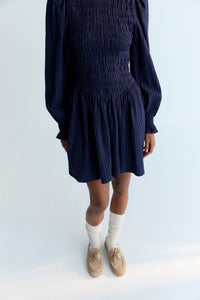 The New Society Nora Abito Donna Infinite Navy Seersucker