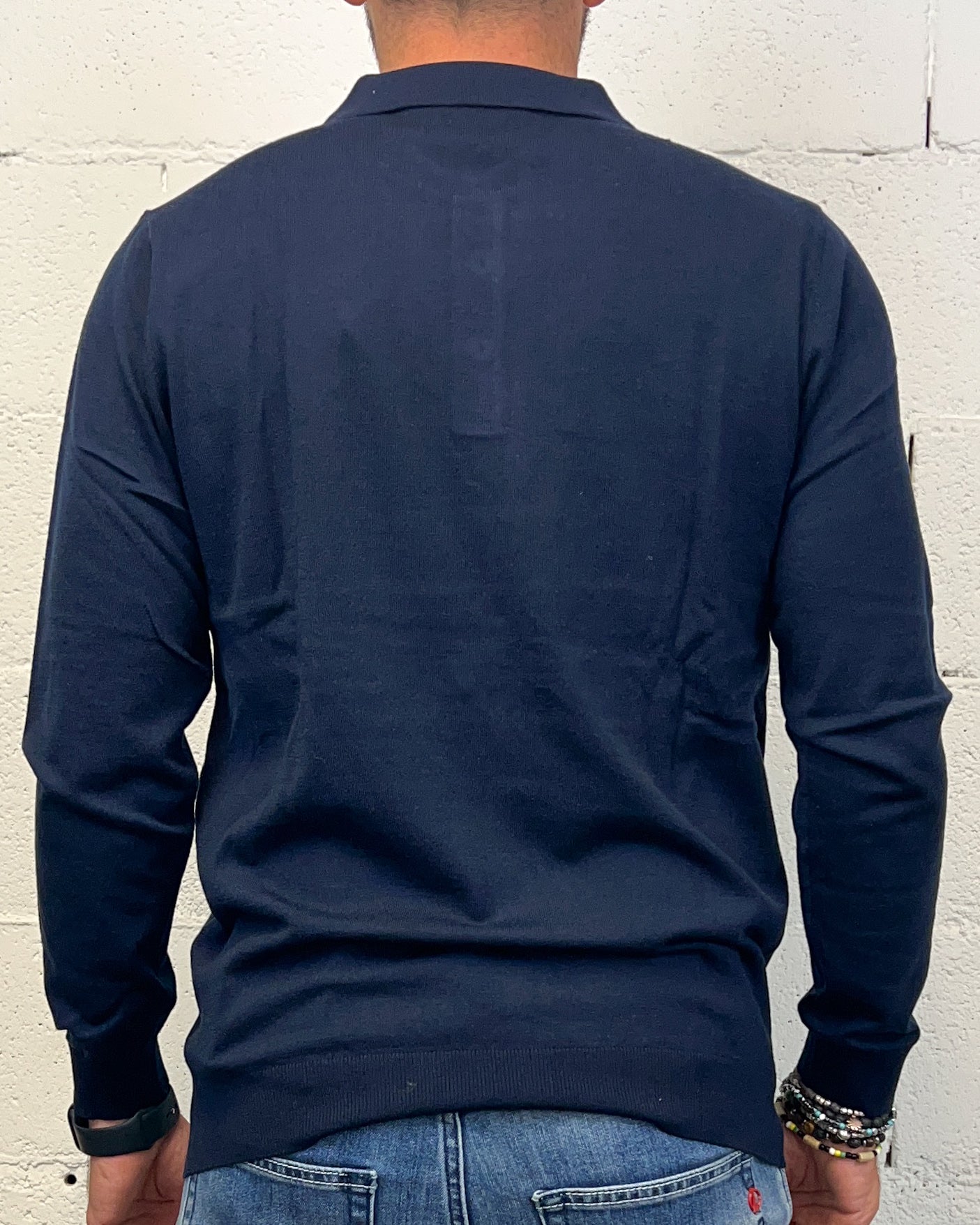 ONLYONE OVER-D Wool polo manica lunga blu