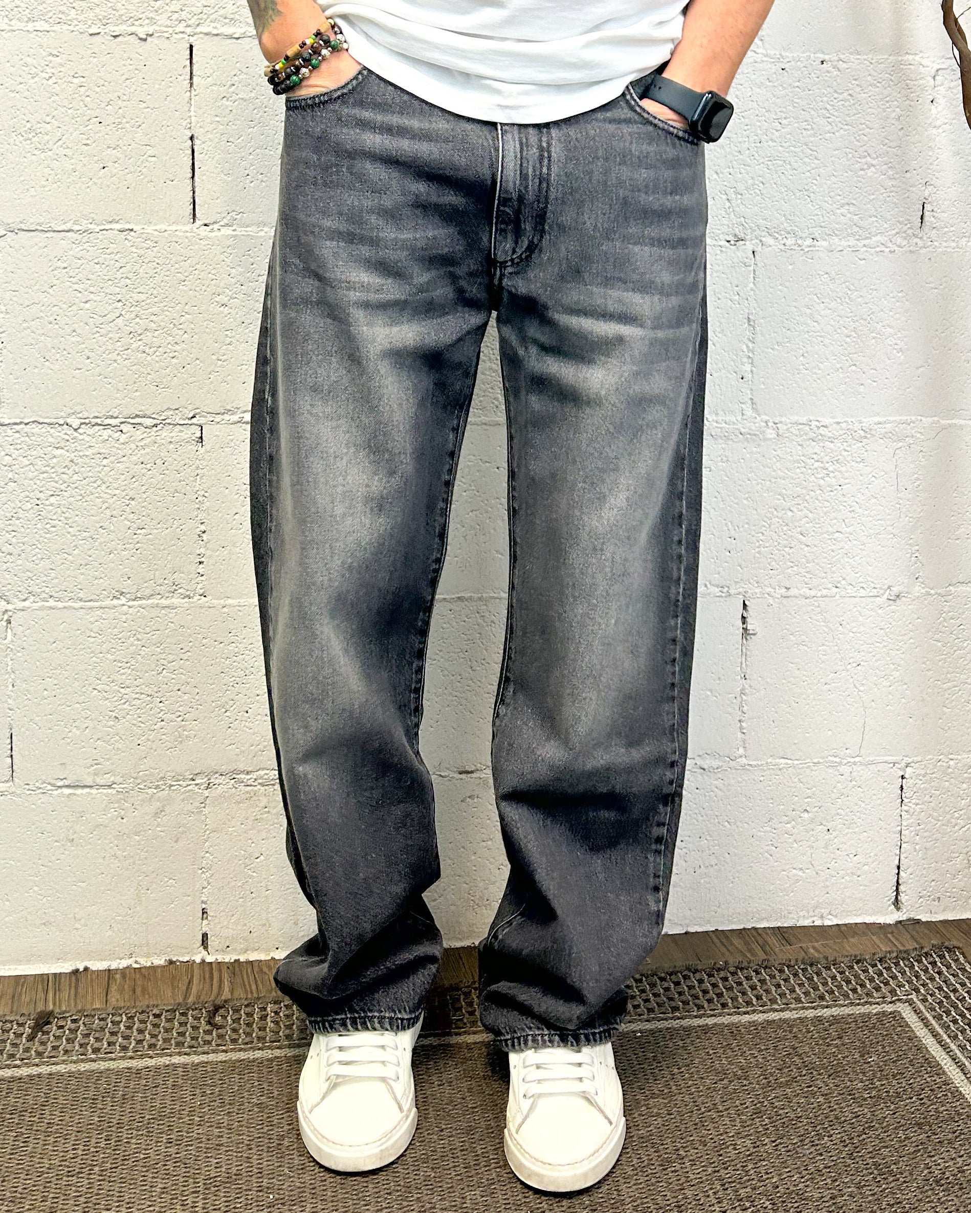 KLIXS 727 Jeans Baggy Grigio Fondo Ampio Regolare