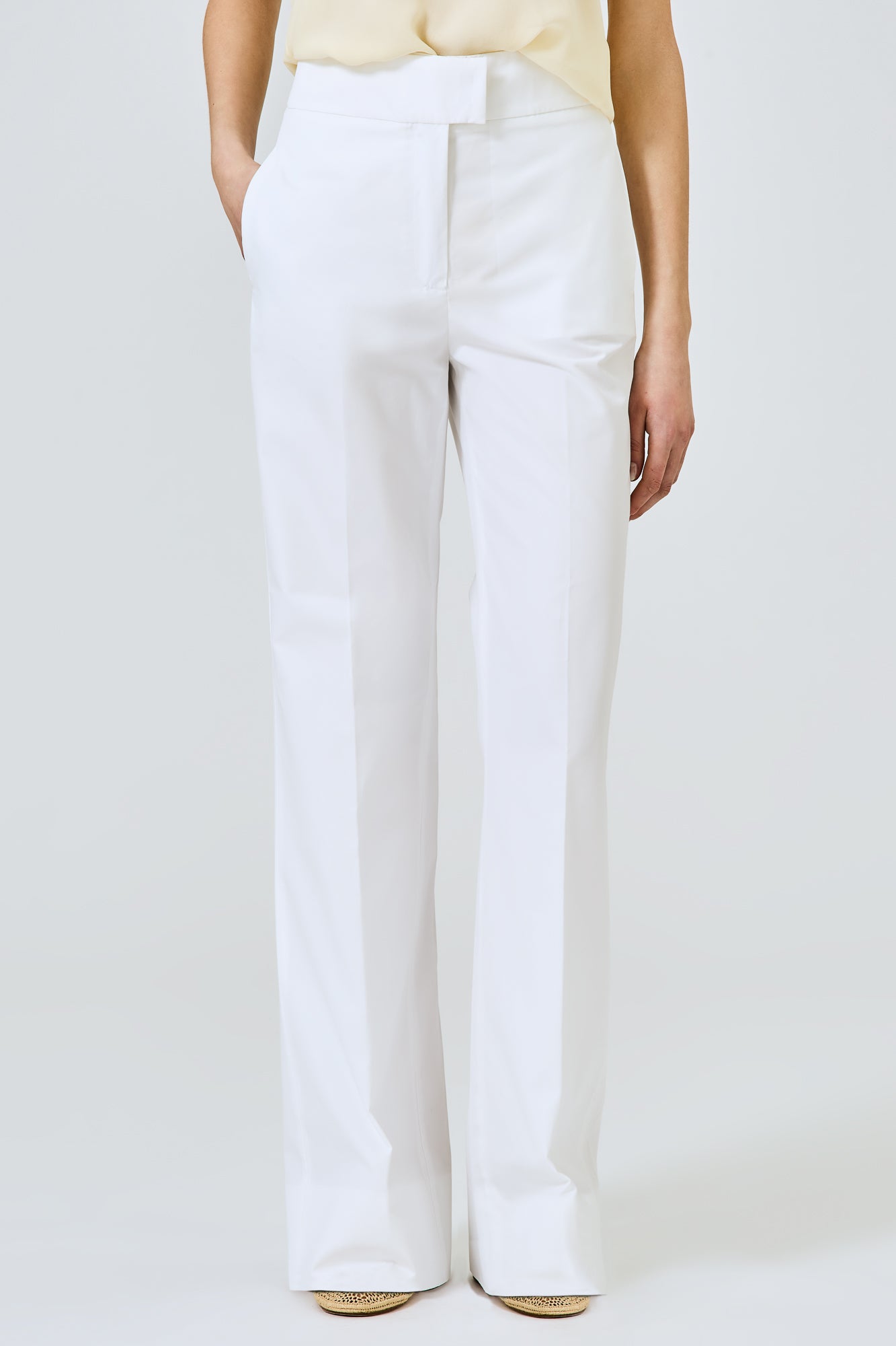 Sa Su Phi Pantaloni Cotone Gamba Dritta Bianchi