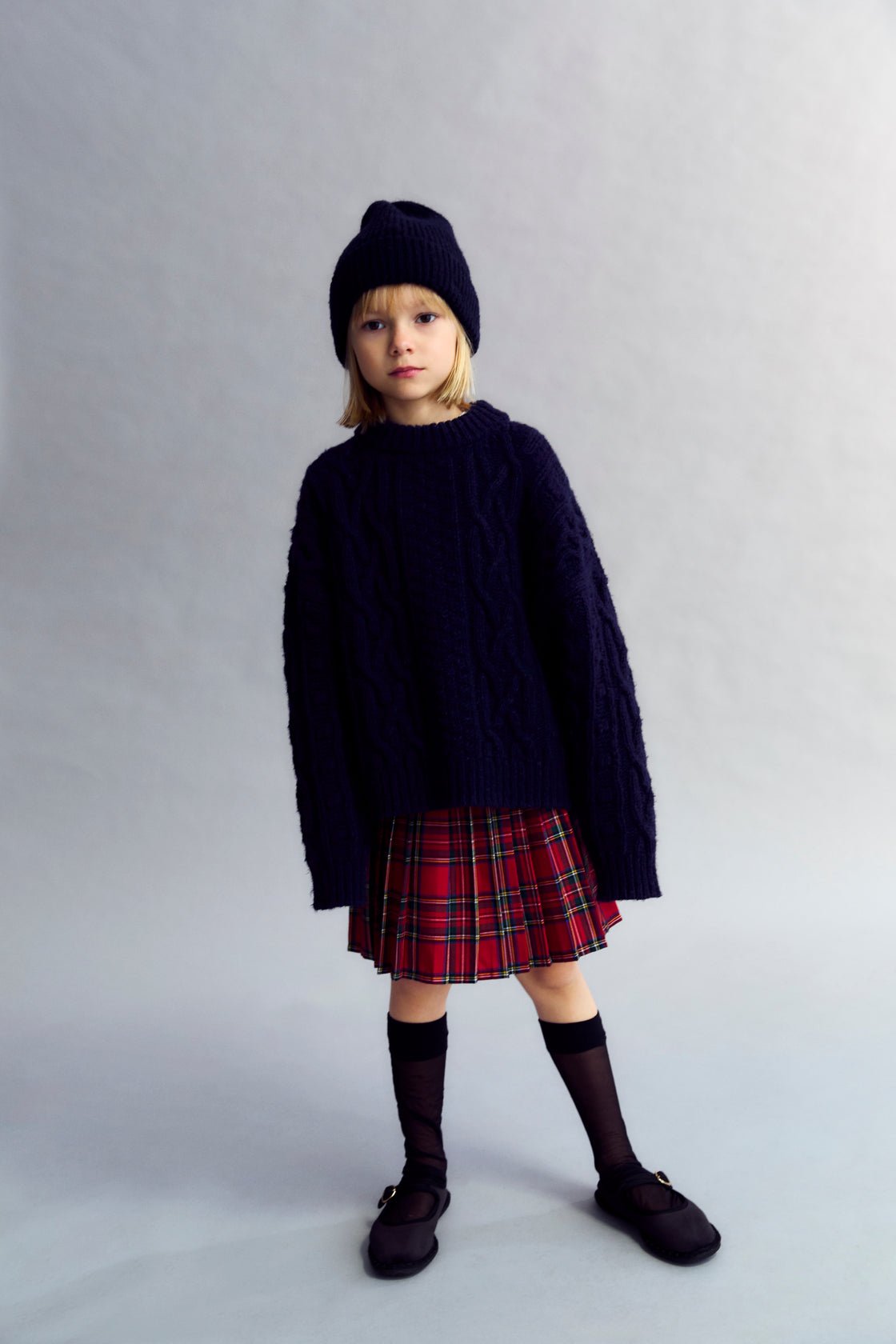 The New Society Martina gonna bambina quadri rossi cotone