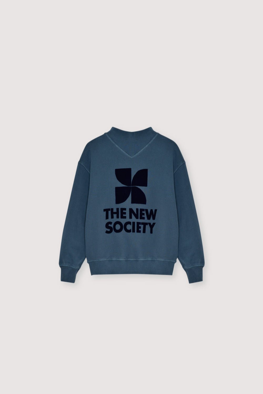 The New Society TNS Logo Rib Collar Sweatshirt felpa Void Blue cotone