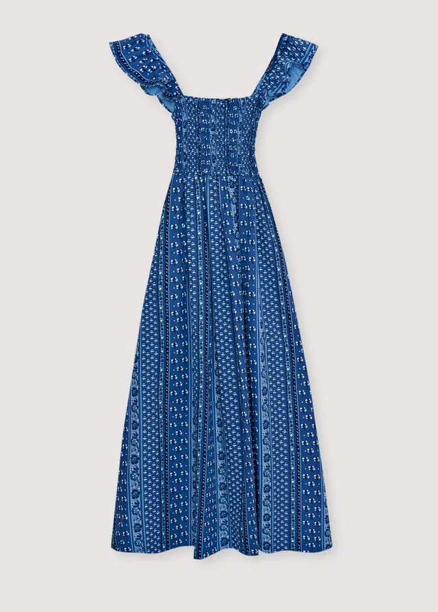 The New Society Mare vestito donna stampa blu cotone
