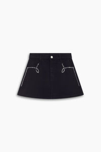 The New Society TNS Denim gonna mini borchie cotone nero