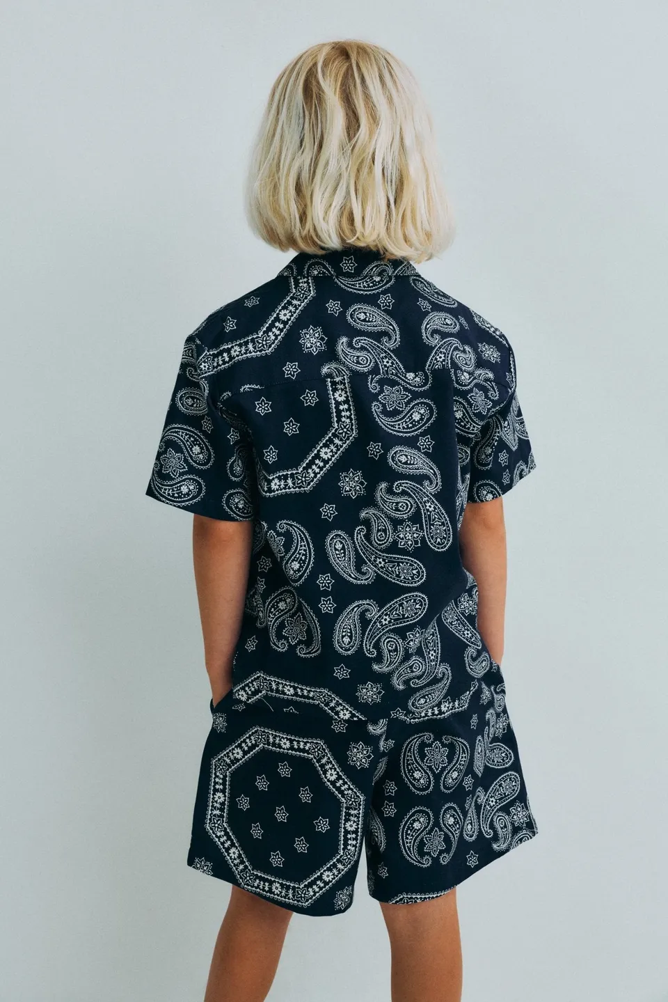 The New Society Aster Bermuda Kids bermuda bandana blu cotone