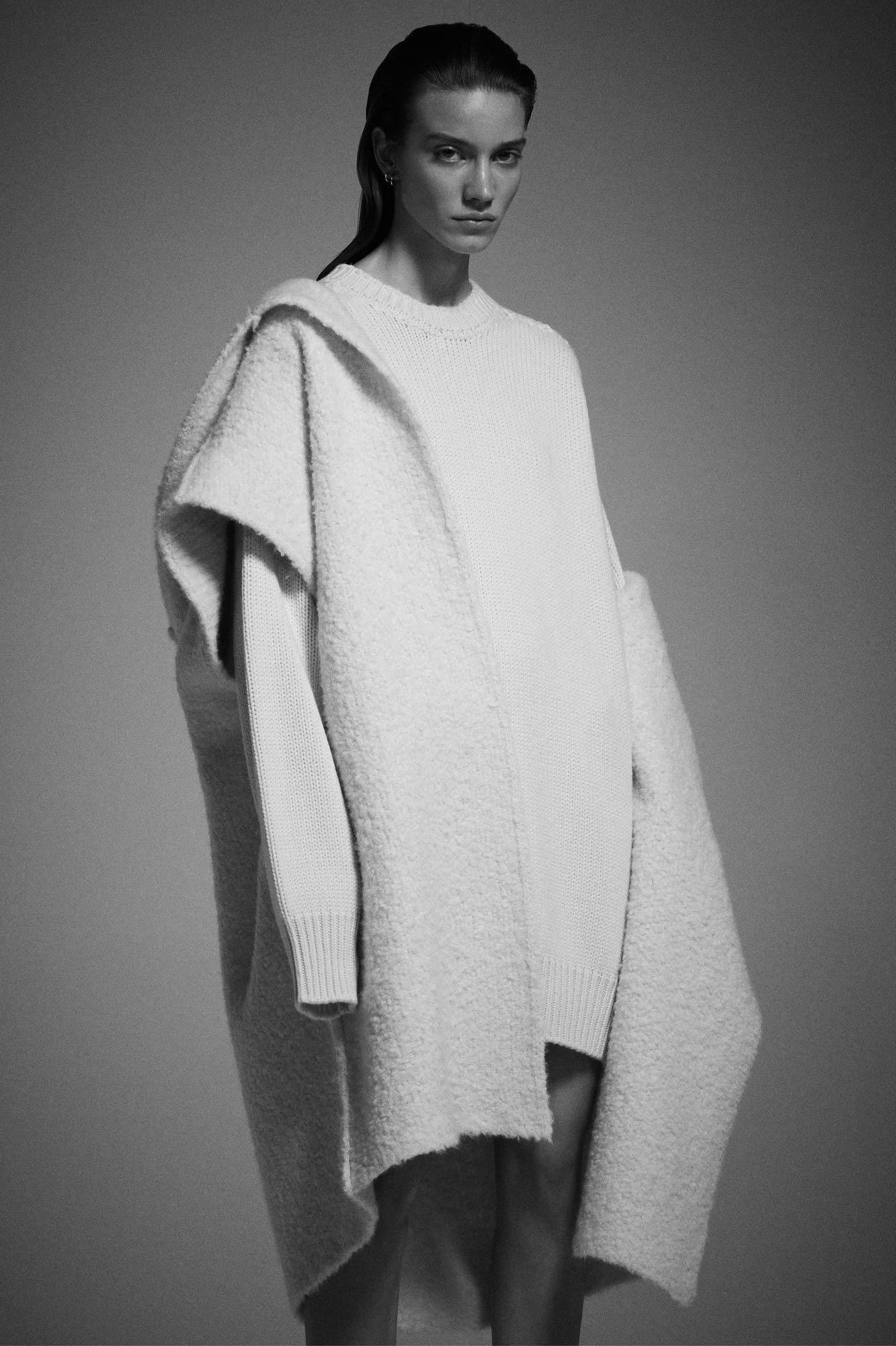 Sa Su Phi Giorgia abito cashmere panna collo rotondo