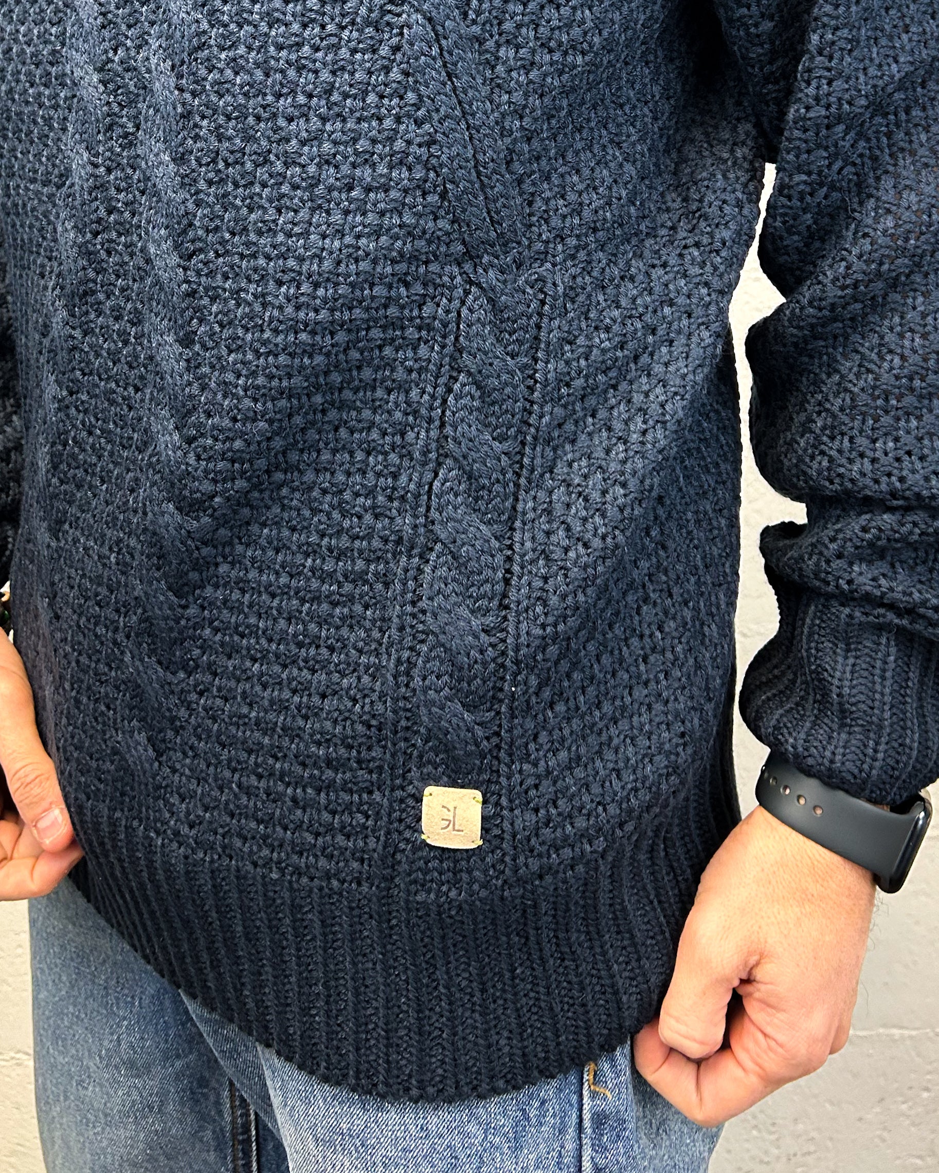 ONLYONE Gianni Lupo dolcevita blu navy a trecce