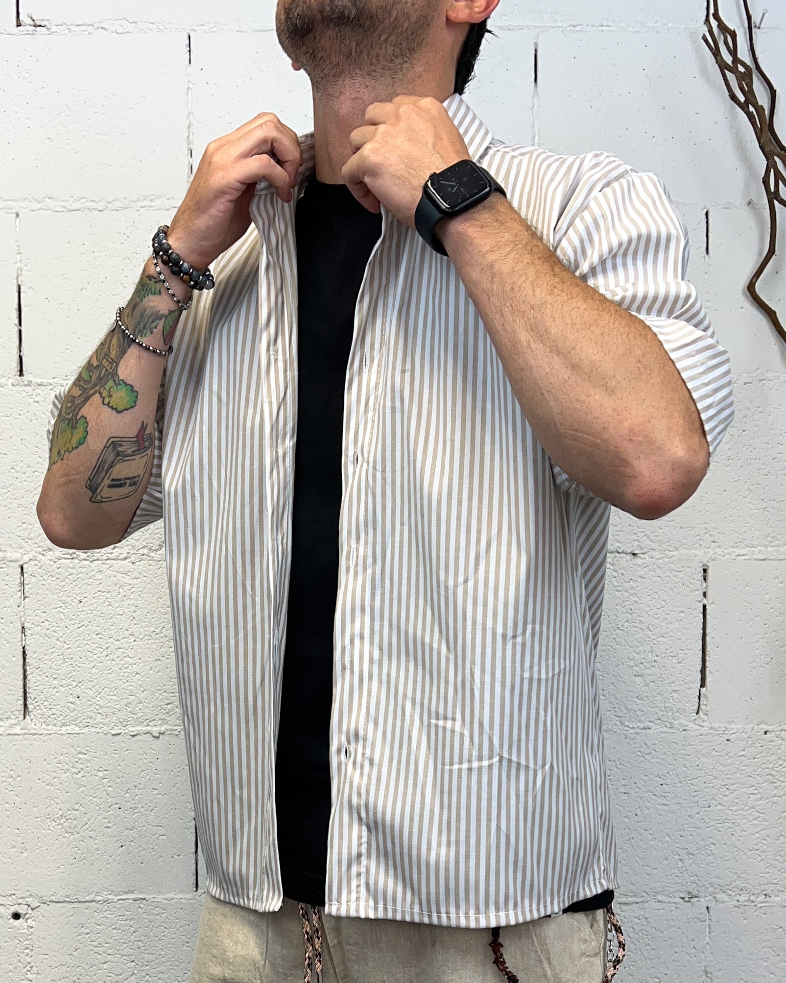 ONLYONE CHROY Sailor camicia over beige vestibilità regolare