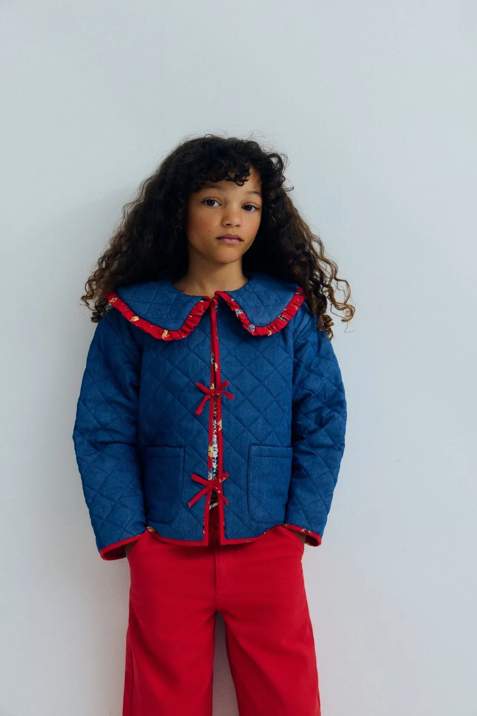 The New Society Amapola Giacca bambina cotone reversibile fiori