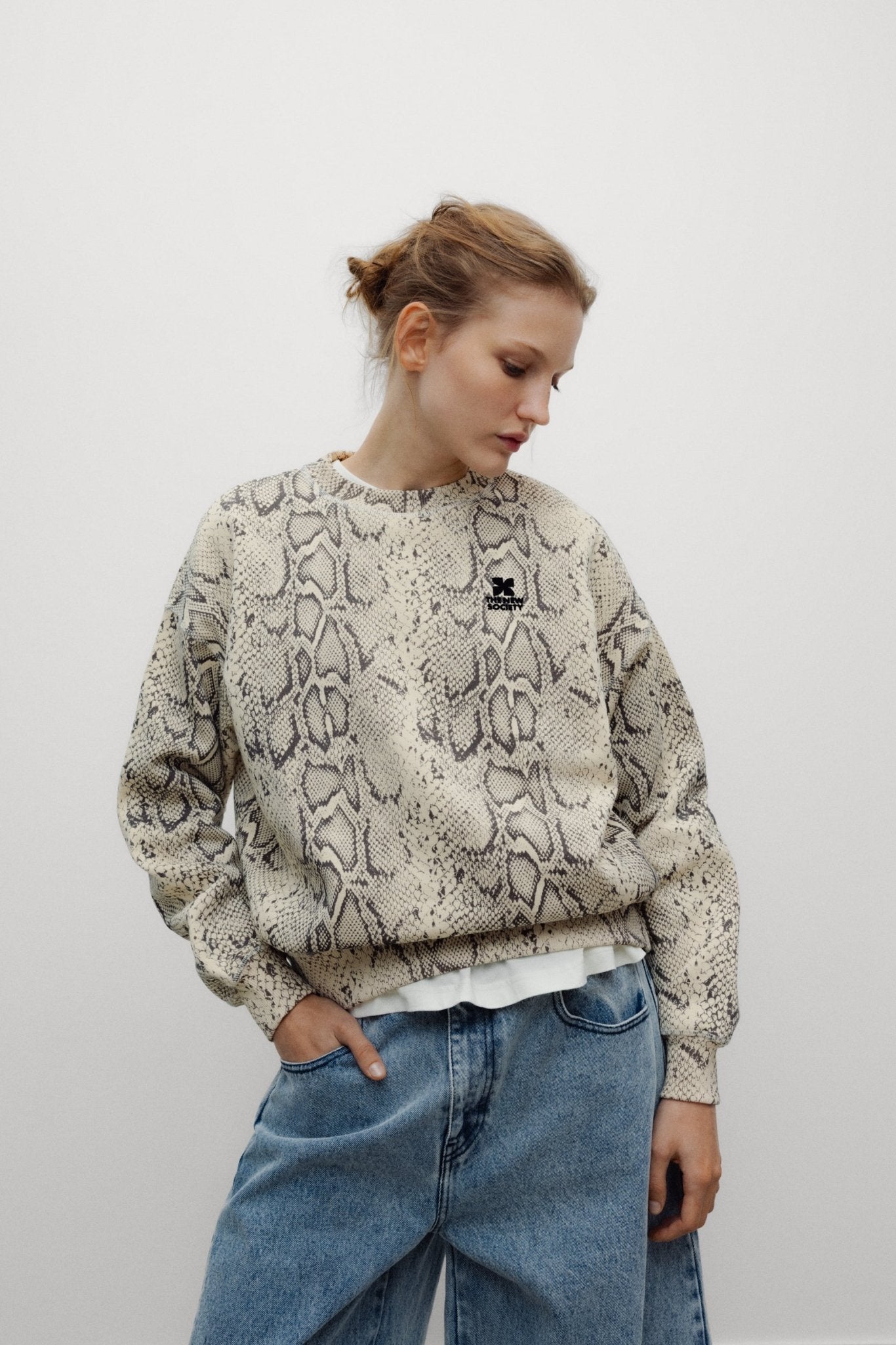 The New Society TNS Logo Felpa Donna Snake Print Cotone