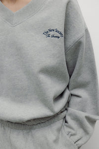 The New Society Mochi felpa cotone grigio Light Grey Melange