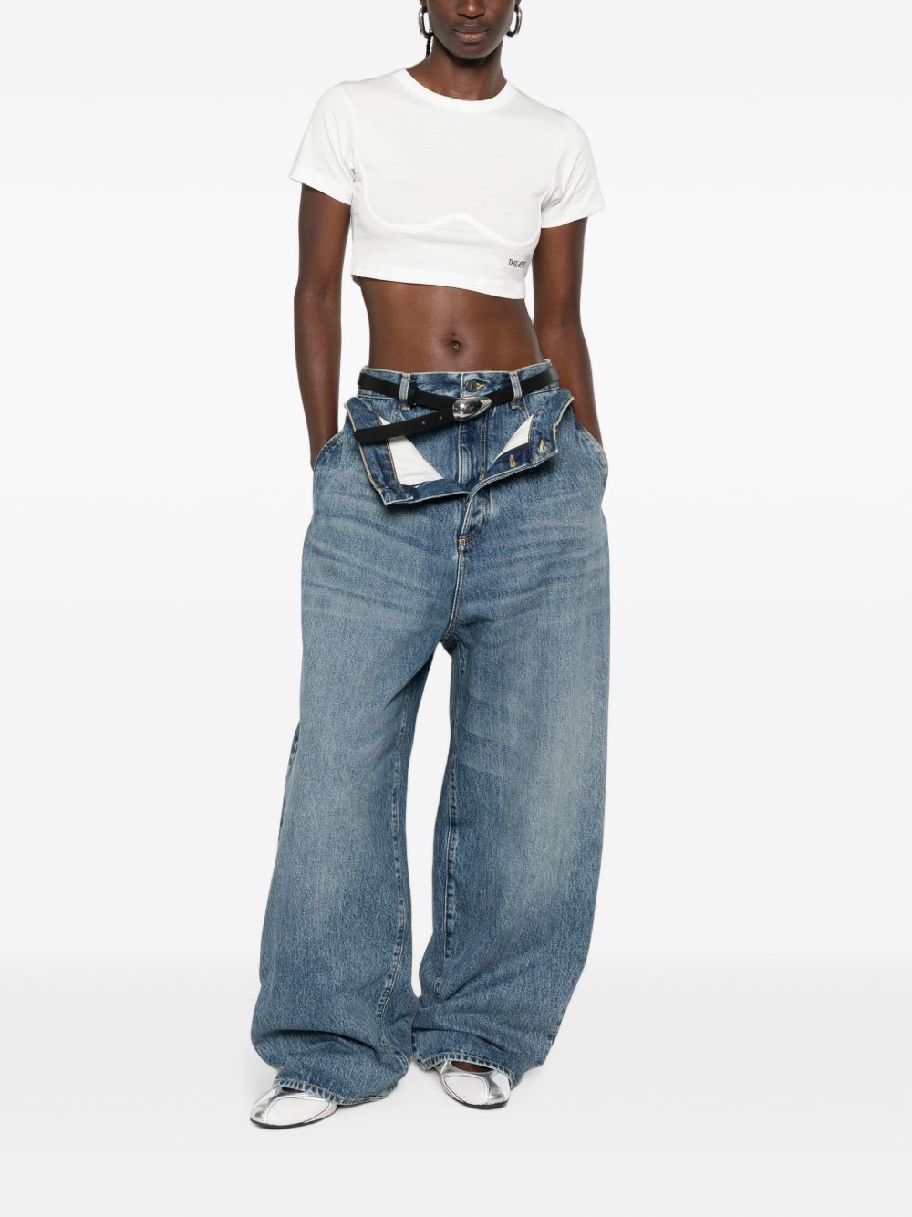 The Attico 261WCP00322 jeans donna blu gamba larga