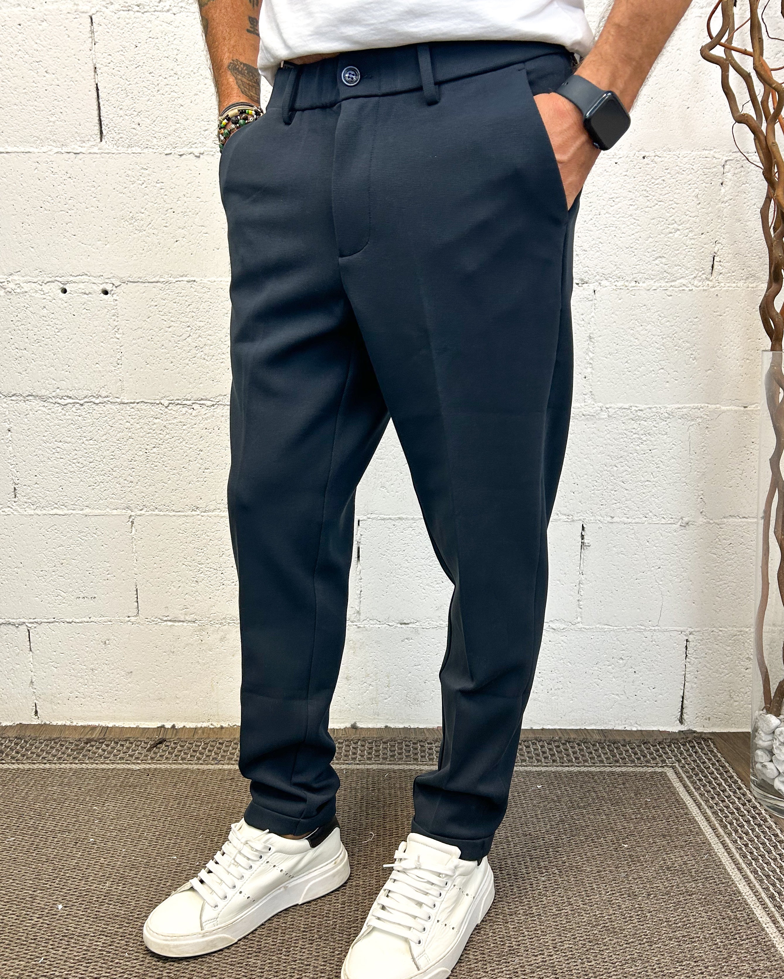 ONLYONE GIANNI LUPO Navy chino capri taglia vera