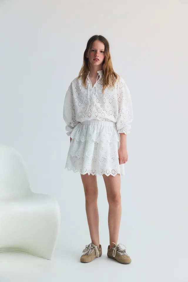 The New Society Sakura Teen Skirt Pure Cloud gonna 12 anni ricamata
