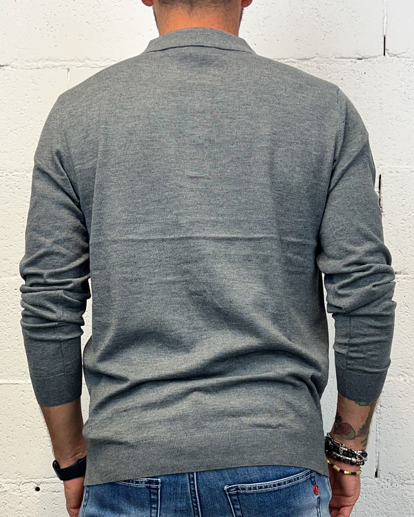 ONLYONE OVER-D Wool polo manica lunga grigio vestibilità regolare
