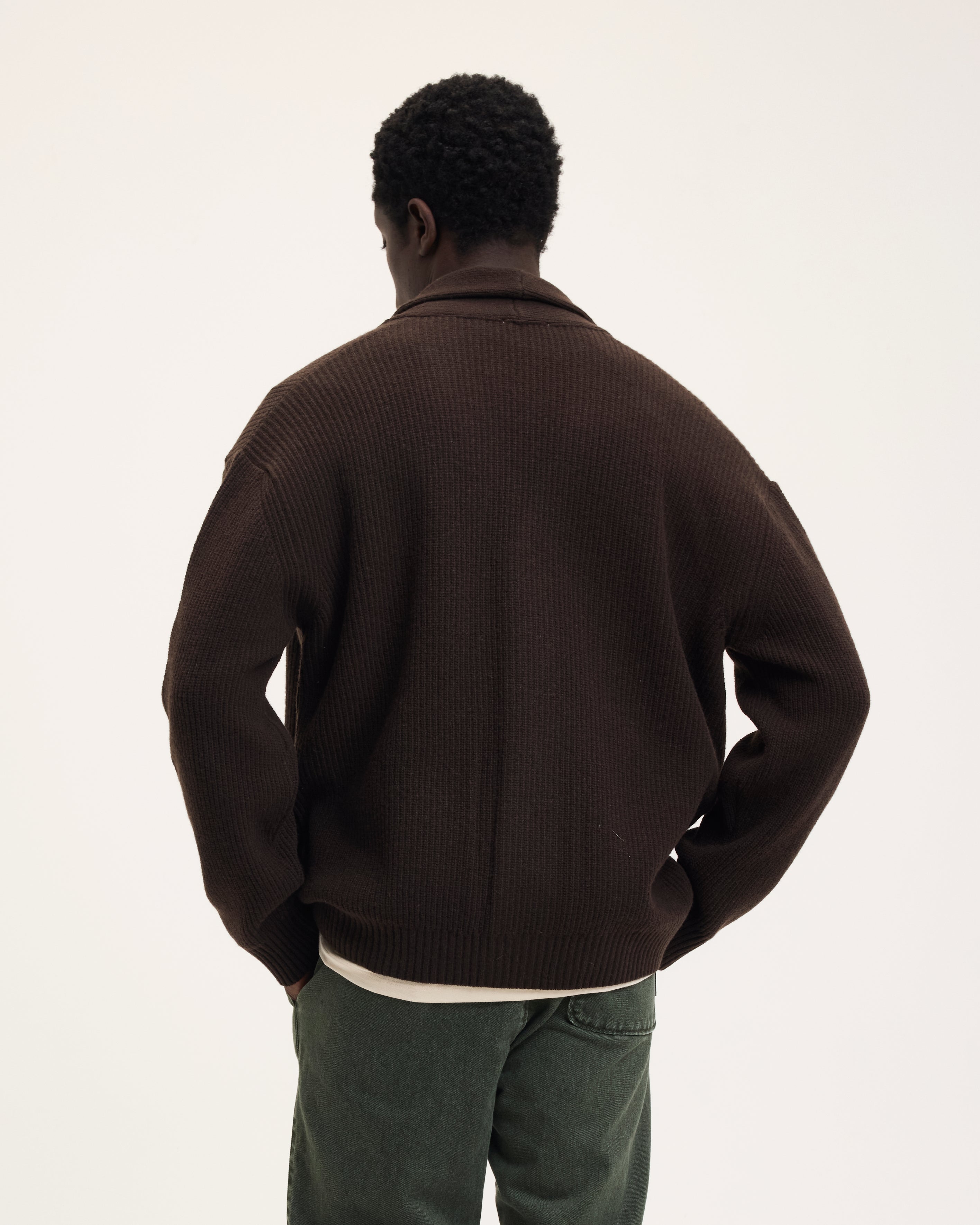Goodpeople Kardigan gilet marrone bottoni cotone