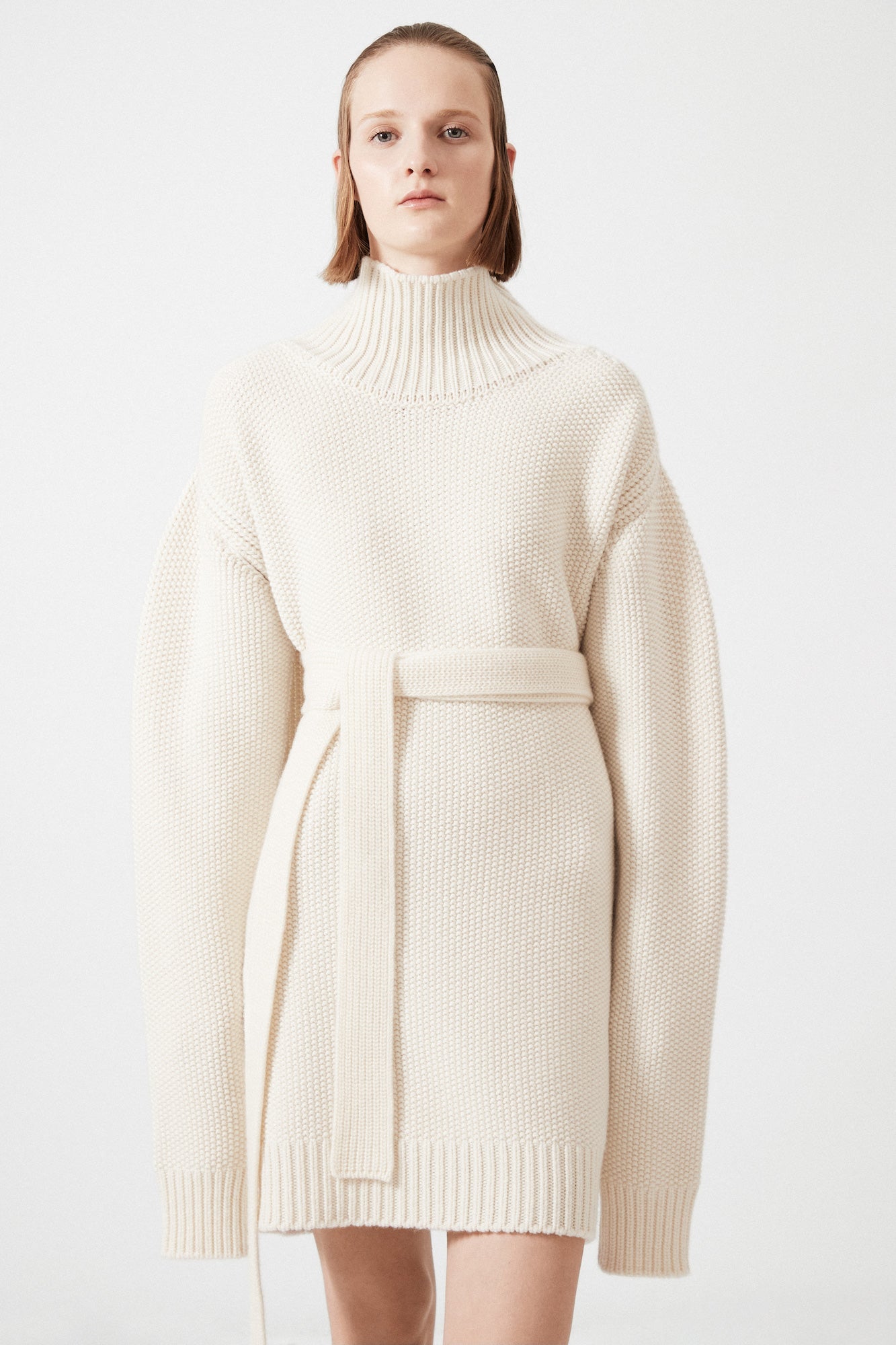 Sa Su Phi Abito Cashmere Collo Alto con Cintura Avorio